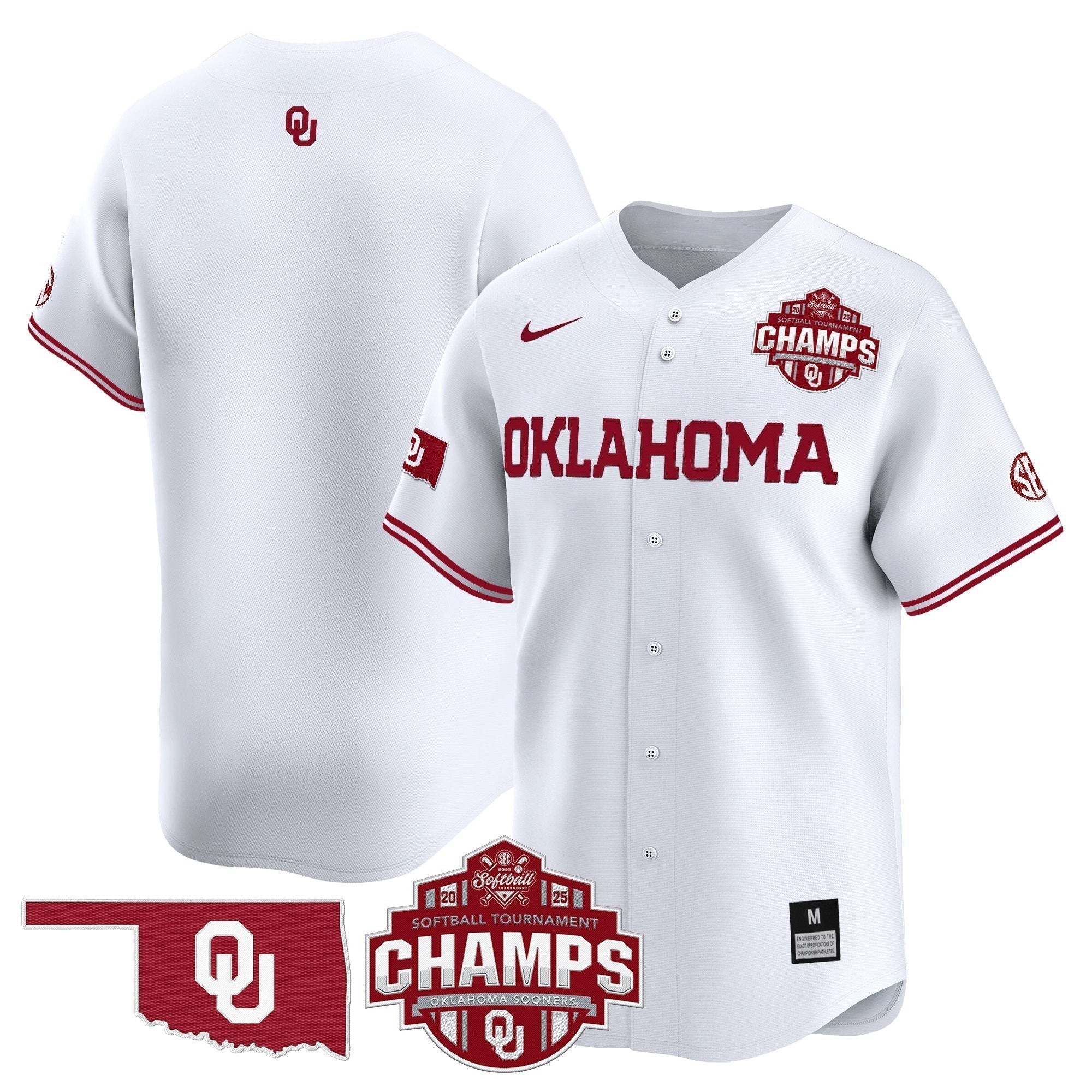 OU 2025 SEC Softball Conference Tournament Champions Patch Vapor Premier Limited Jersey - Stitched