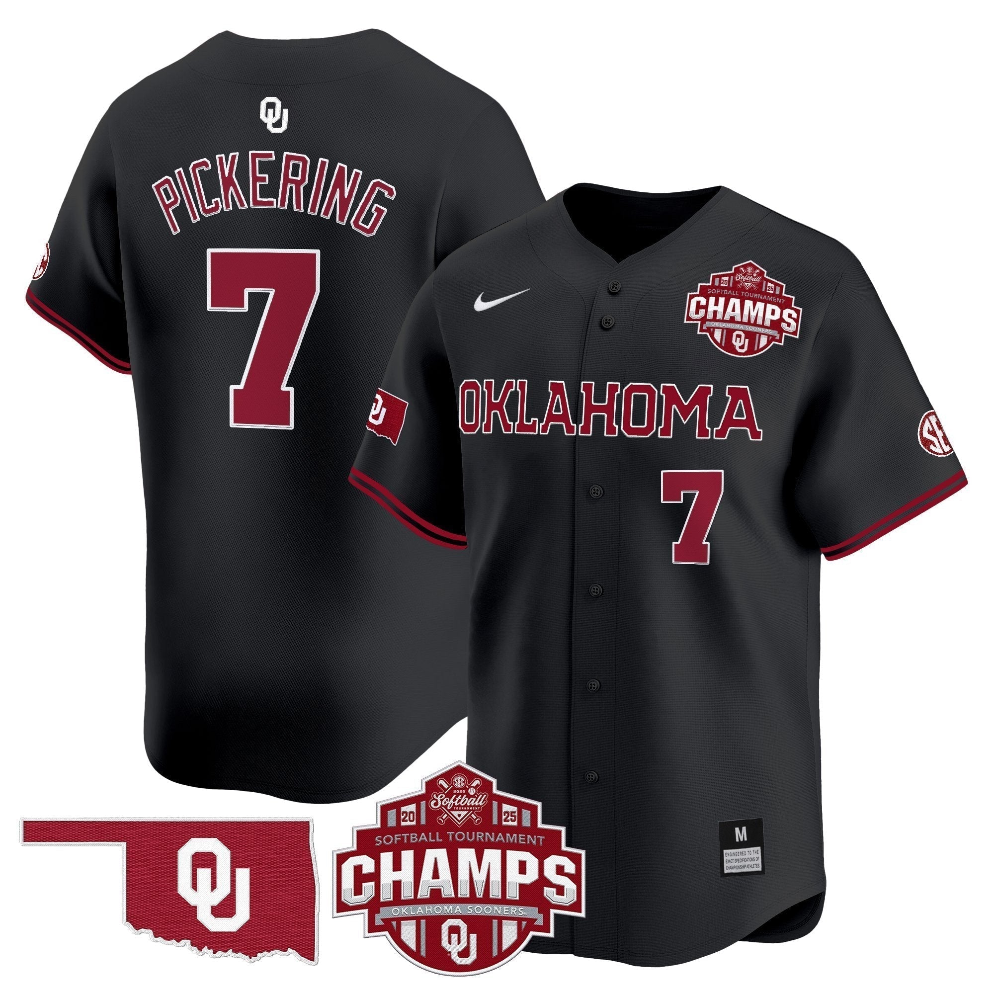 OU 2025 SEC Softball Conference Tournament Champions Patch Vapor Premier Limited Jersey - Stitched