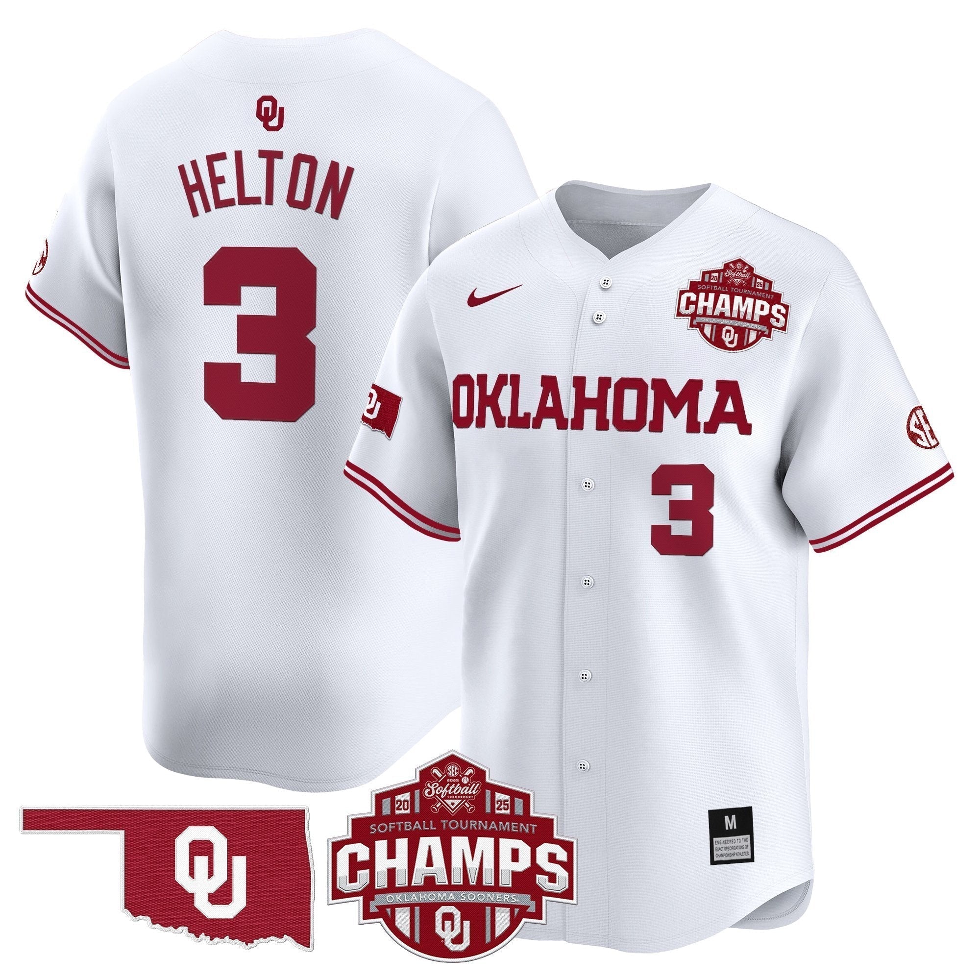 OU 2025 SEC Softball Conference Tournament Champions Patch Vapor Premier Limited Jersey - Stitched