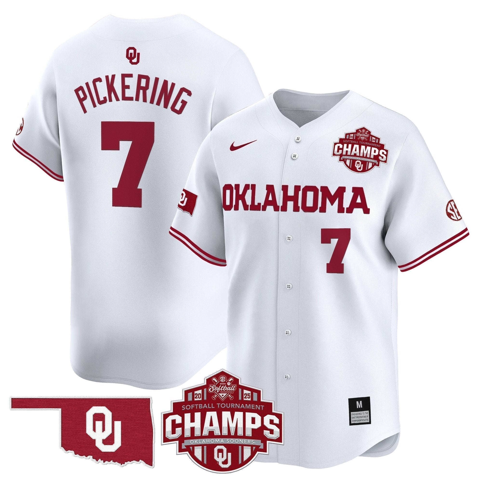 OU 2025 SEC Softball Conference Tournament Champions Patch Vapor Premier Limited Jersey - Stitched