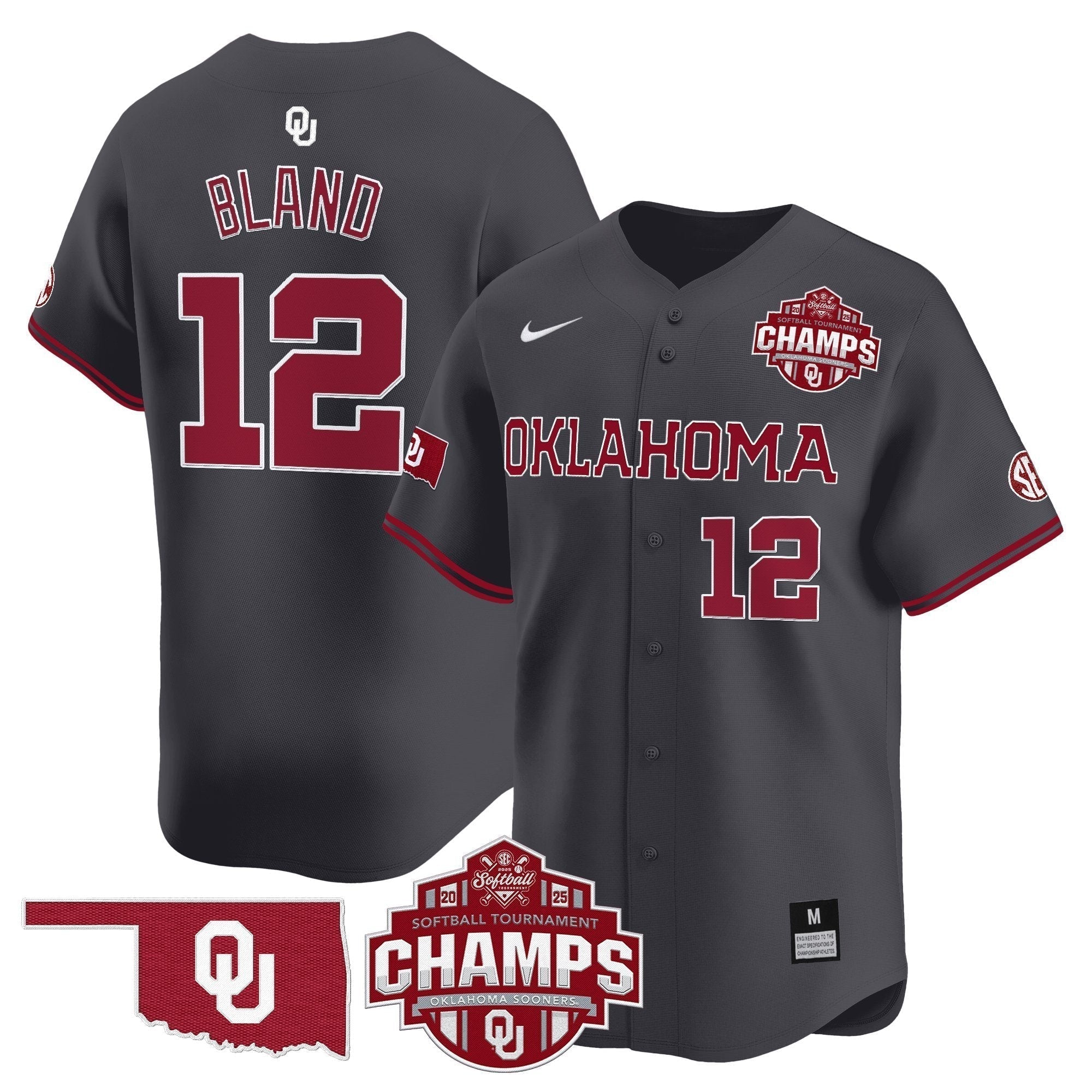 OU 2025 SEC Softball Conference Tournament Champions Patch Vapor Premier Limited Jersey - Stitched