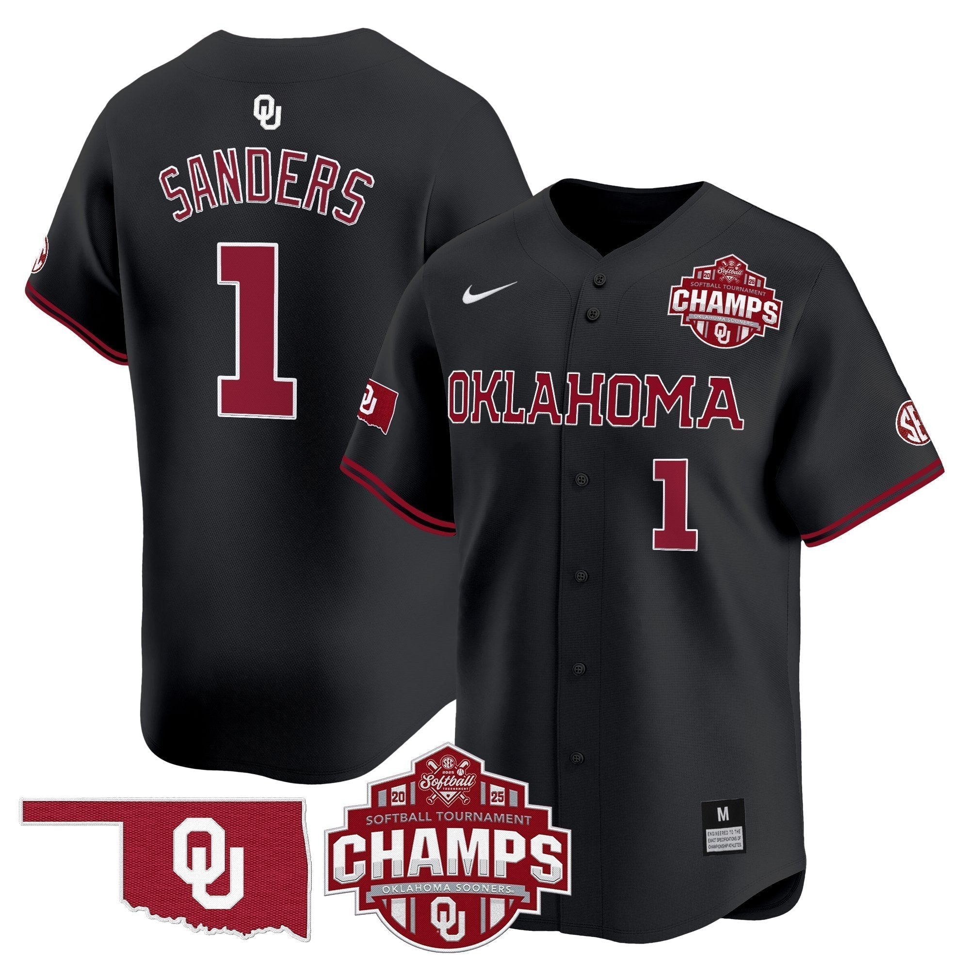 OU 2025 SEC Softball Conference Tournament Champions Patch Vapor Premier Limited Jersey - Stitched