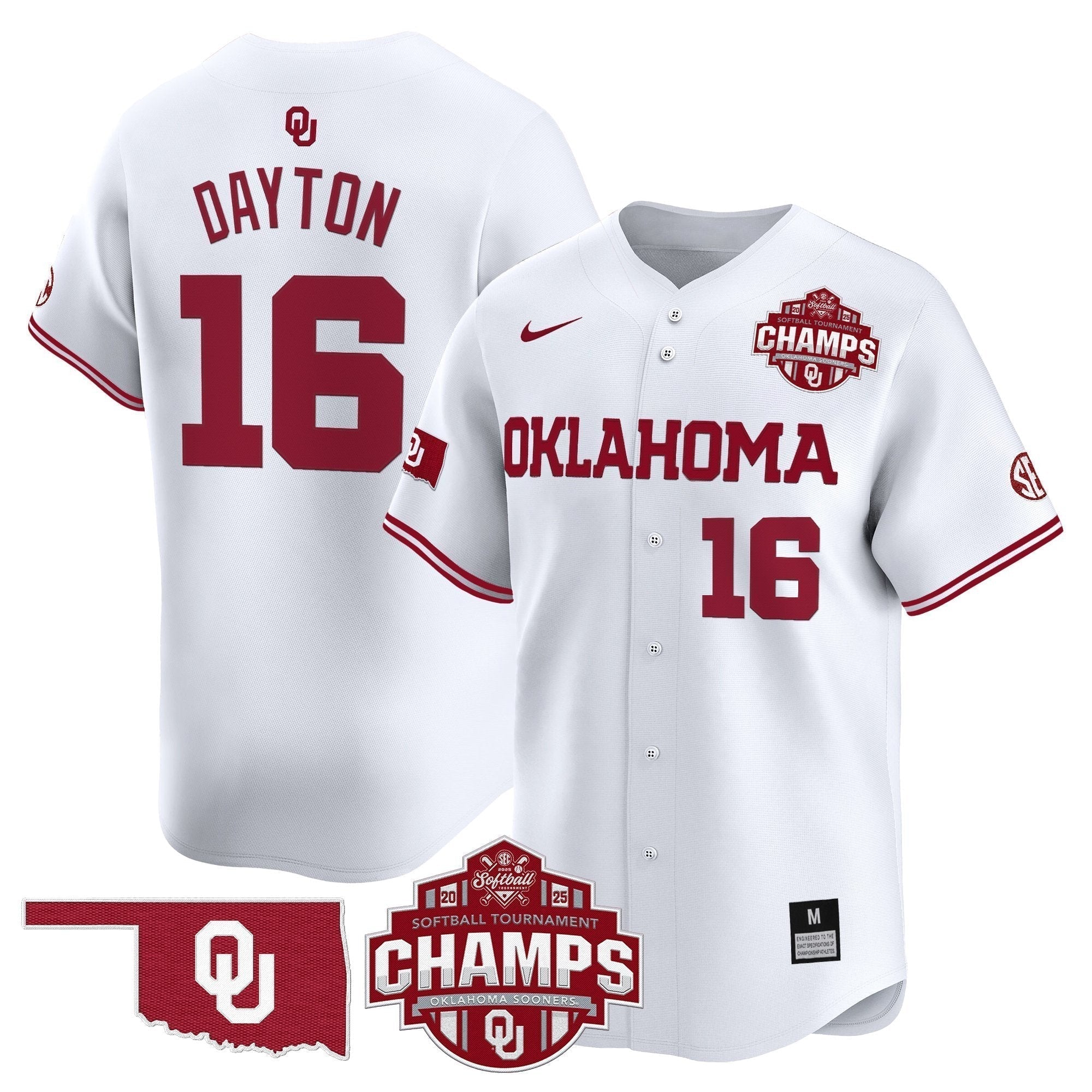 OU 2025 SEC Softball Conference Tournament Champions Patch Vapor Premier Limited Jersey - Stitched