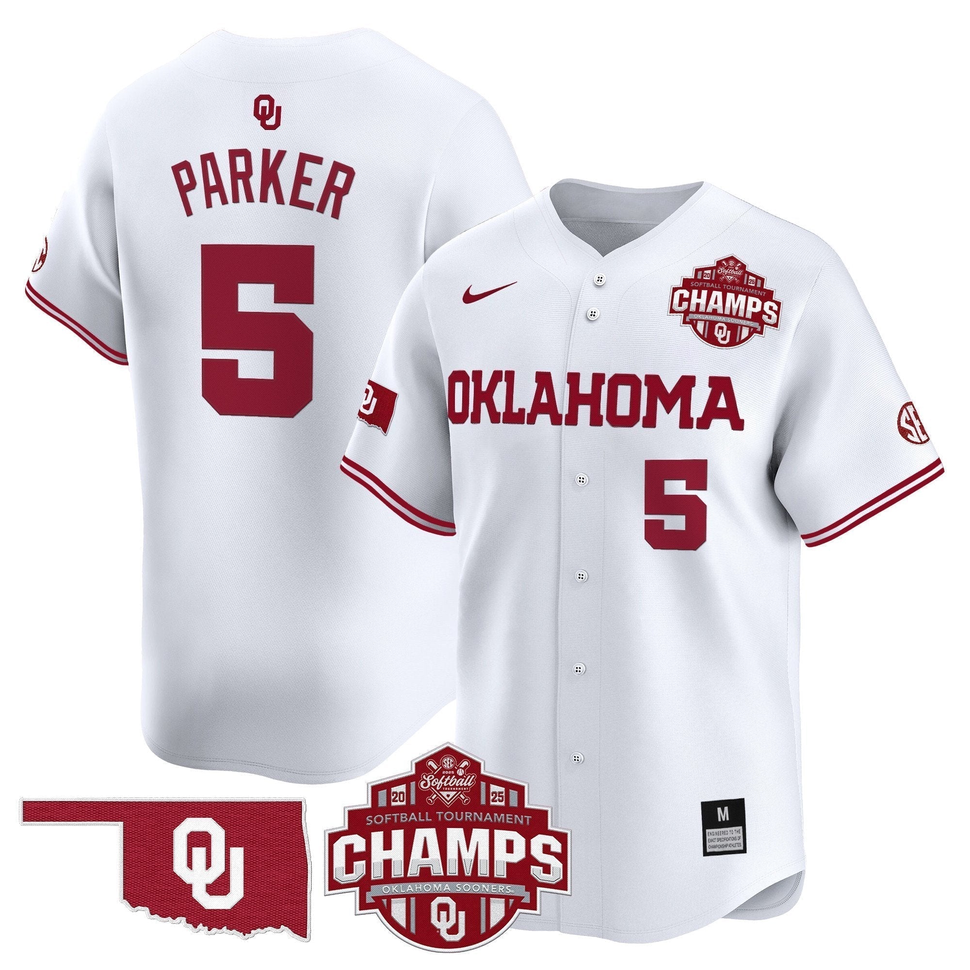 OU 2025 SEC Softball Conference Tournament Champions Patch Vapor Premier Limited Jersey - Stitched