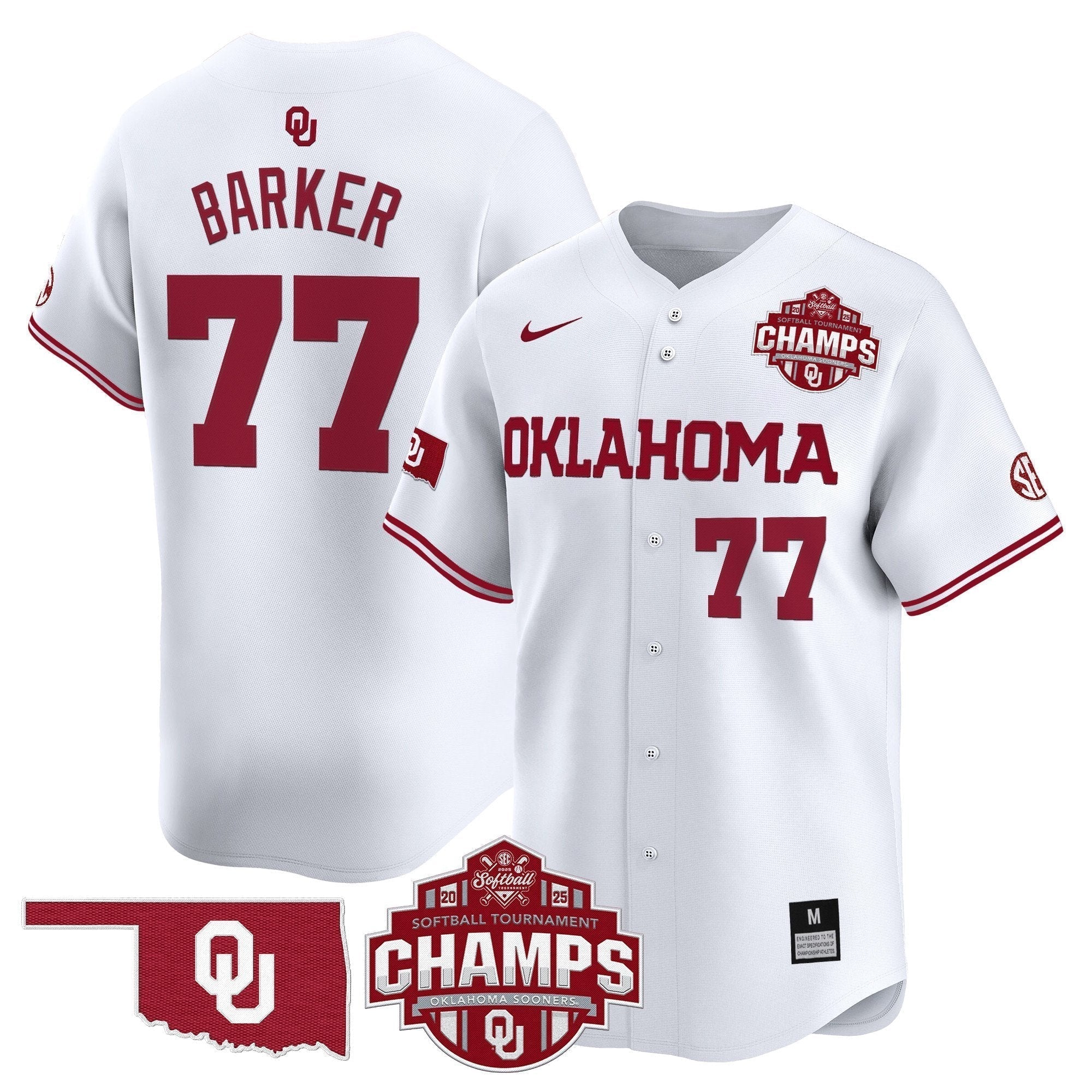 OU 2025 SEC Softball Conference Tournament Champions Patch Vapor Premier Limited Jersey - Stitched