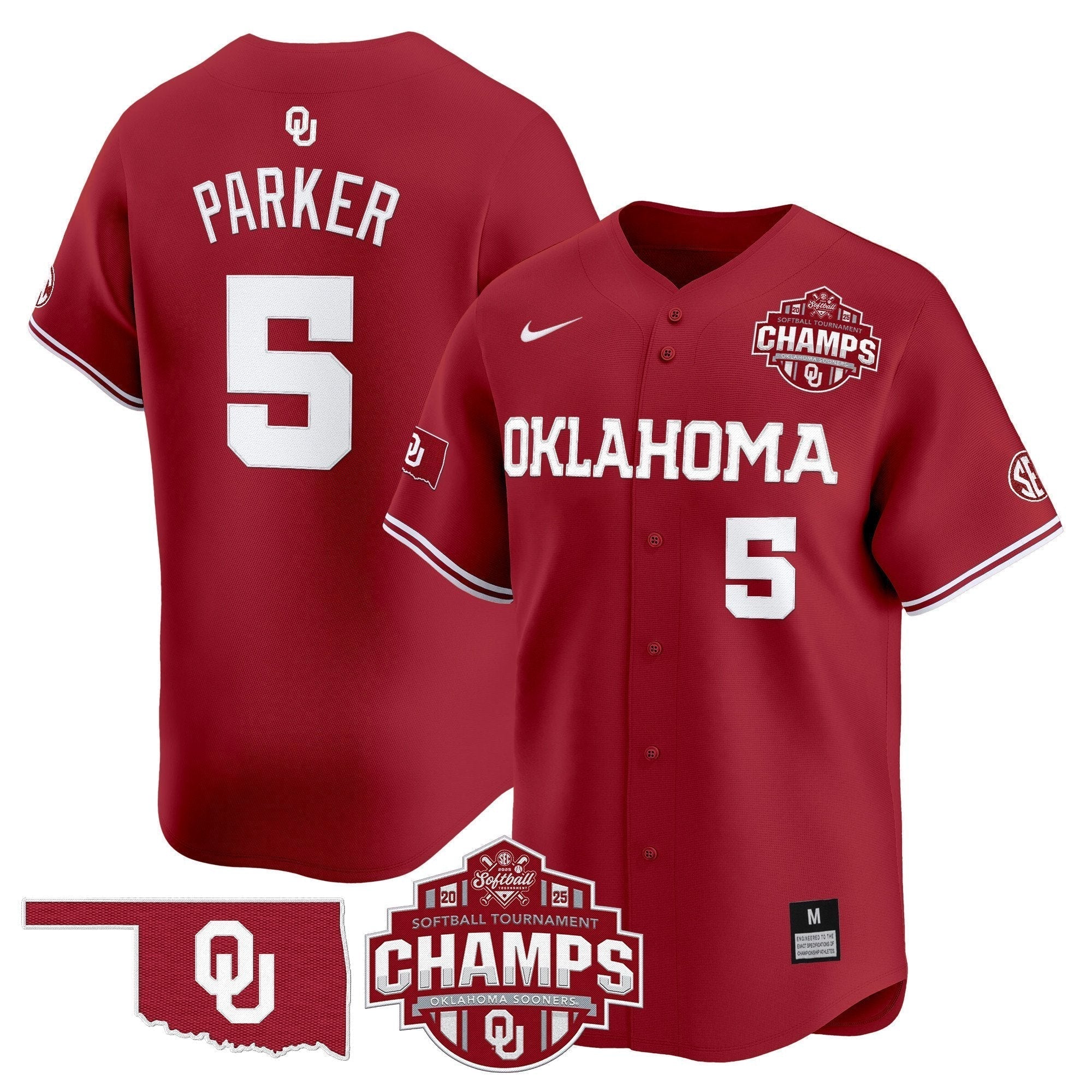 OU 2025 SEC Softball Conference Tournament Champions Patch Vapor Premier Limited Jersey - Stitched