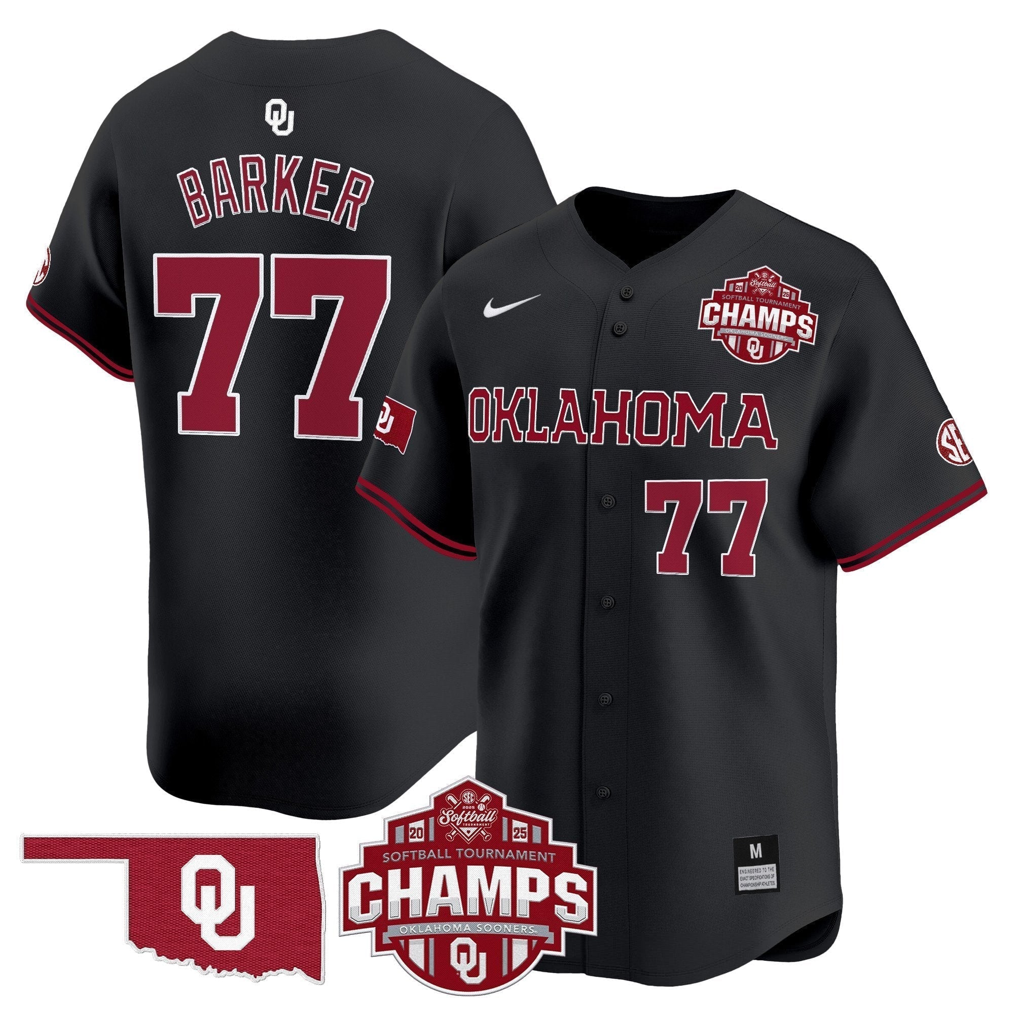 OU 2025 SEC Softball Conference Tournament Champions Patch Vapor Premier Limited Jersey - Stitched