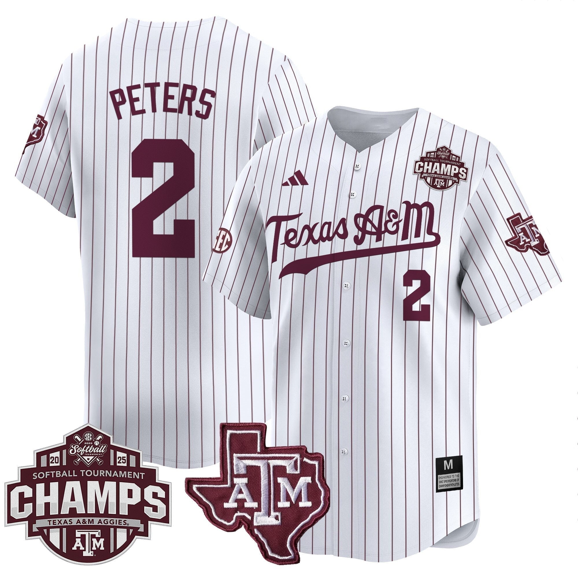 Size - T.A&M.A 2025 SEC Softball Conference Tournament Champions Patch Vapor Premier Limited Jersey - Stitched