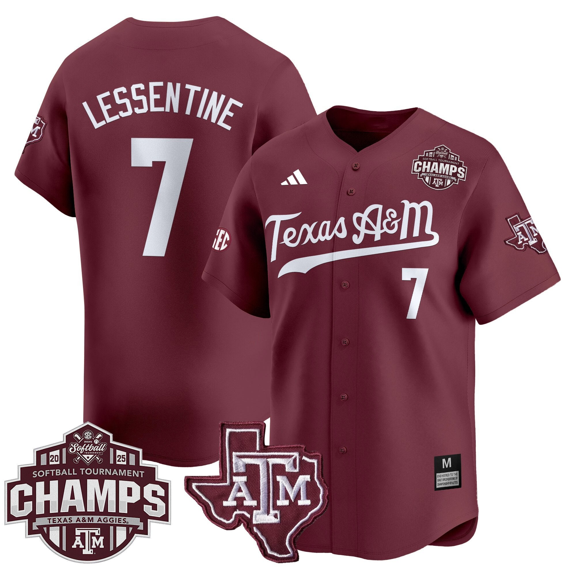 Size - T.A&M.A 2025 SEC Softball Conference Tournament Champions Patch Vapor Premier Limited Jersey - Stitched
