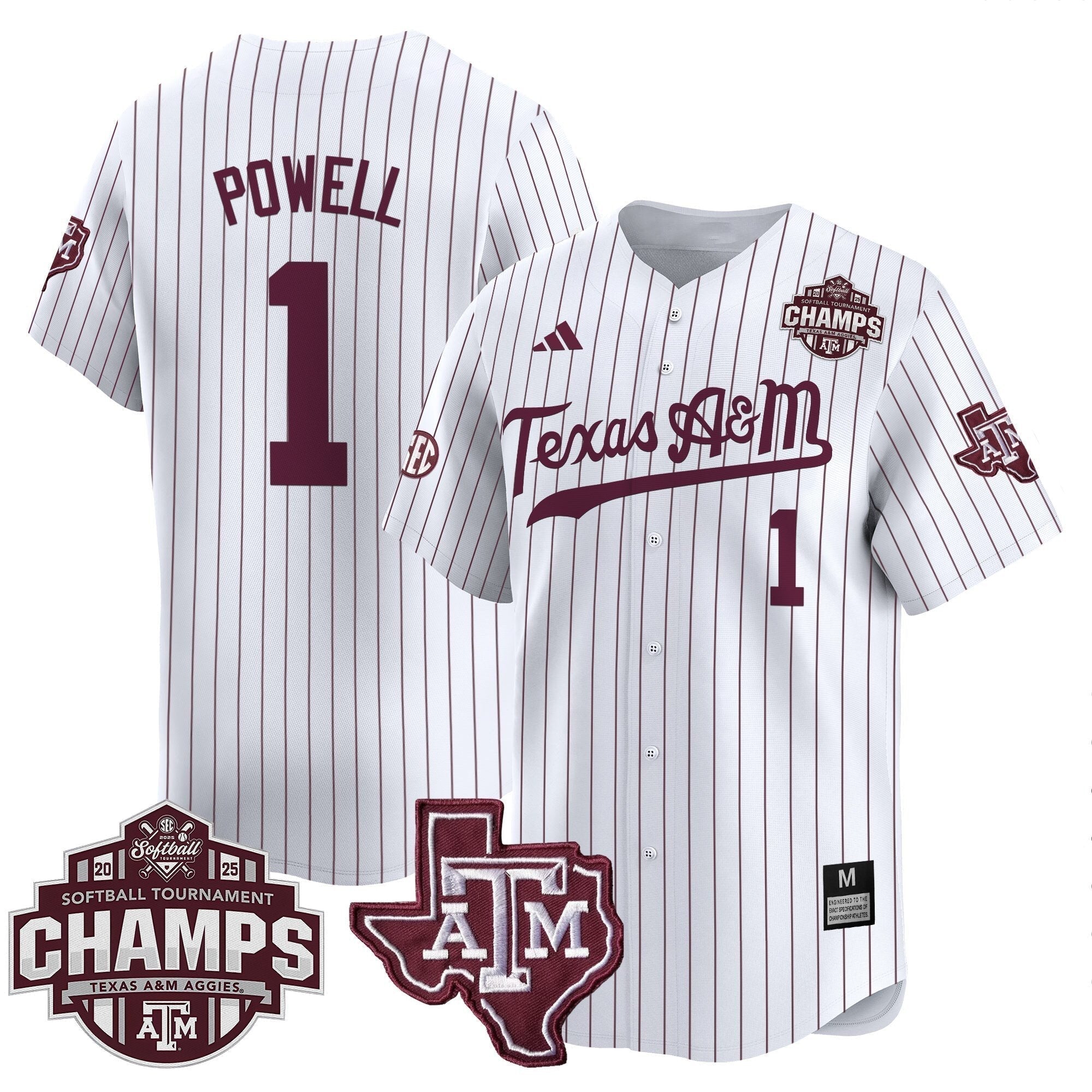 Size - T.A&M.A 2025 SEC Softball Conference Tournament Champions Patch Vapor Premier Limited Jersey - Stitched