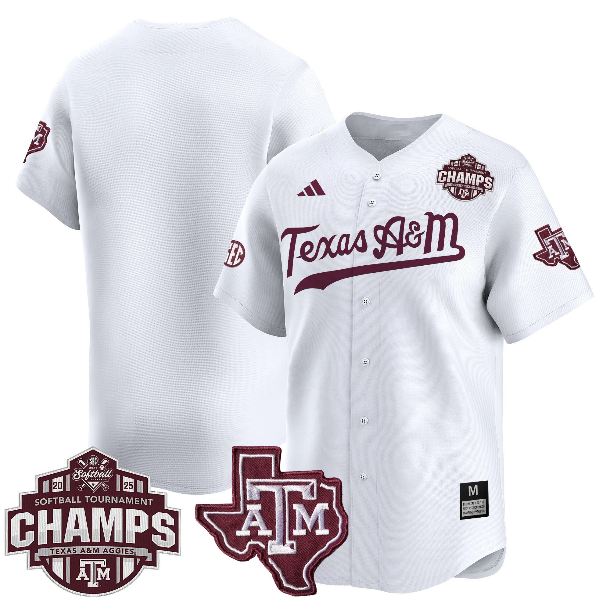 Size - T.A&M.A 2025 SEC Softball Conference Tournament Champions Patch Vapor Premier Limited Jersey - Stitched