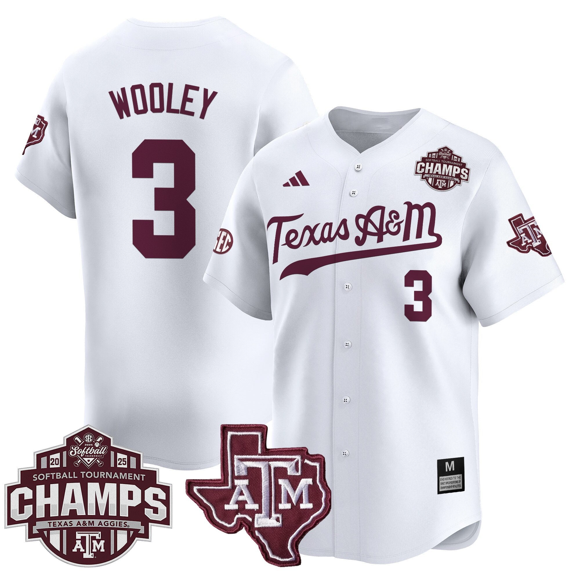 Size - T.A&M.A 2025 SEC Softball Conference Tournament Champions Patch Vapor Premier Limited Jersey - Stitched