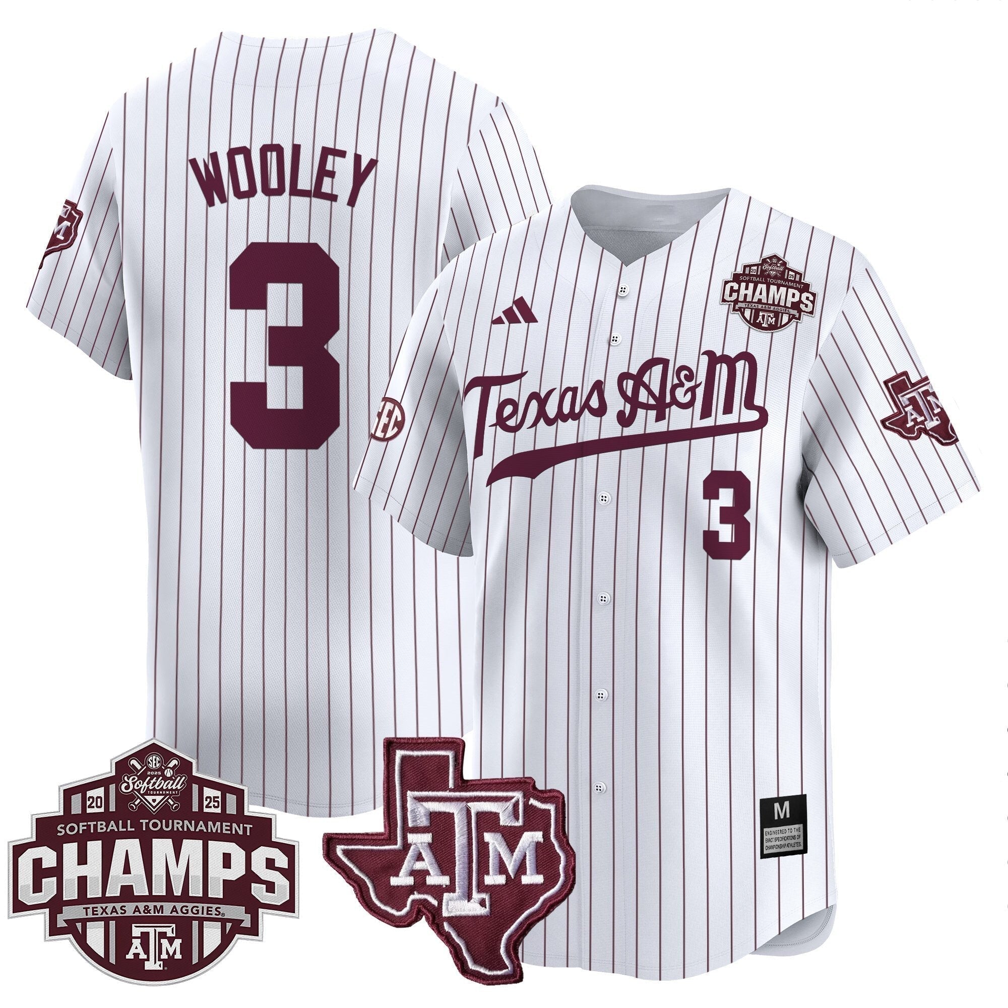 Size - T.A&M.A 2025 SEC Softball Conference Tournament Champions Patch Vapor Premier Limited Jersey - Stitched