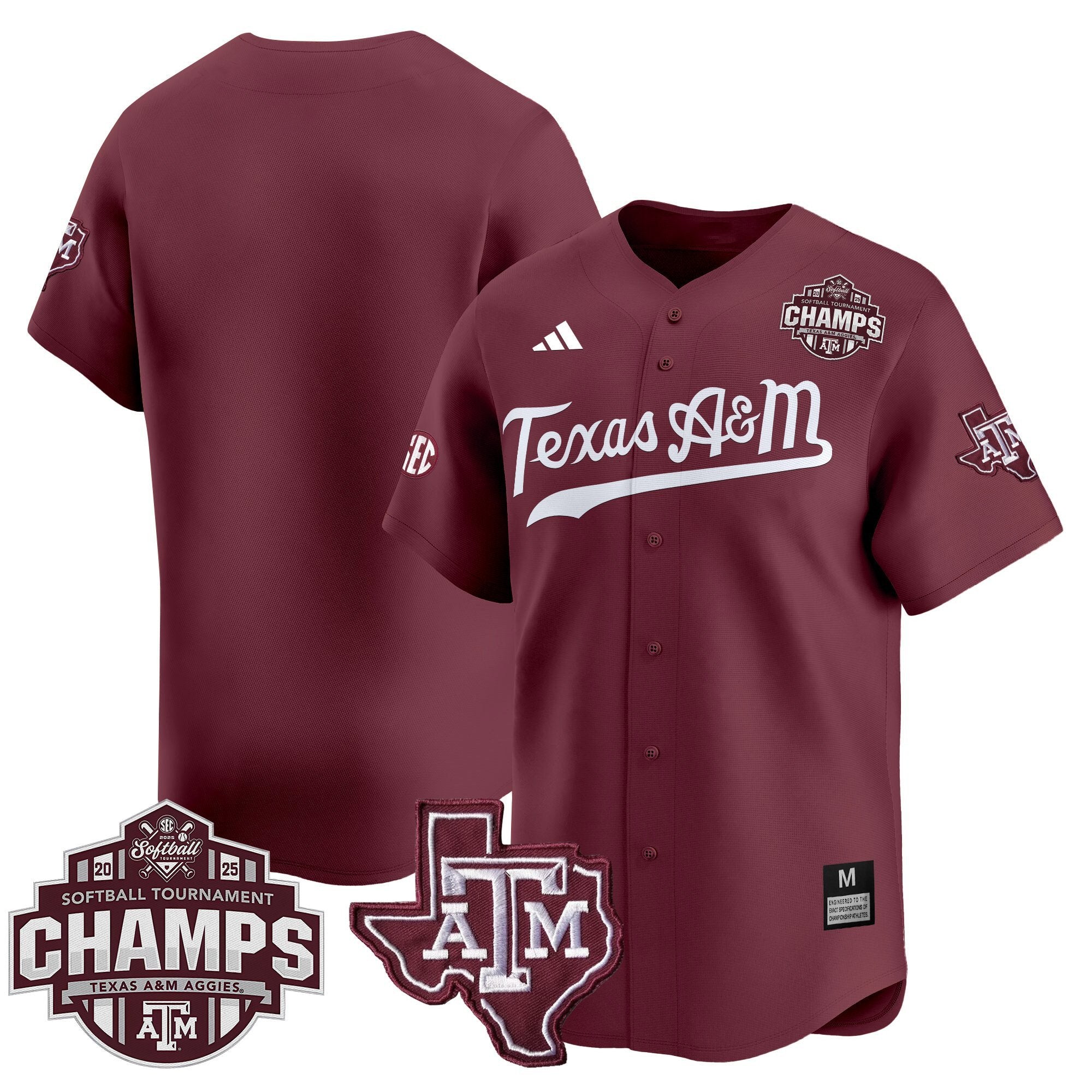 Size - T.A&M.A 2025 SEC Softball Conference Tournament Champions Patch Vapor Premier Limited Jersey - Stitched