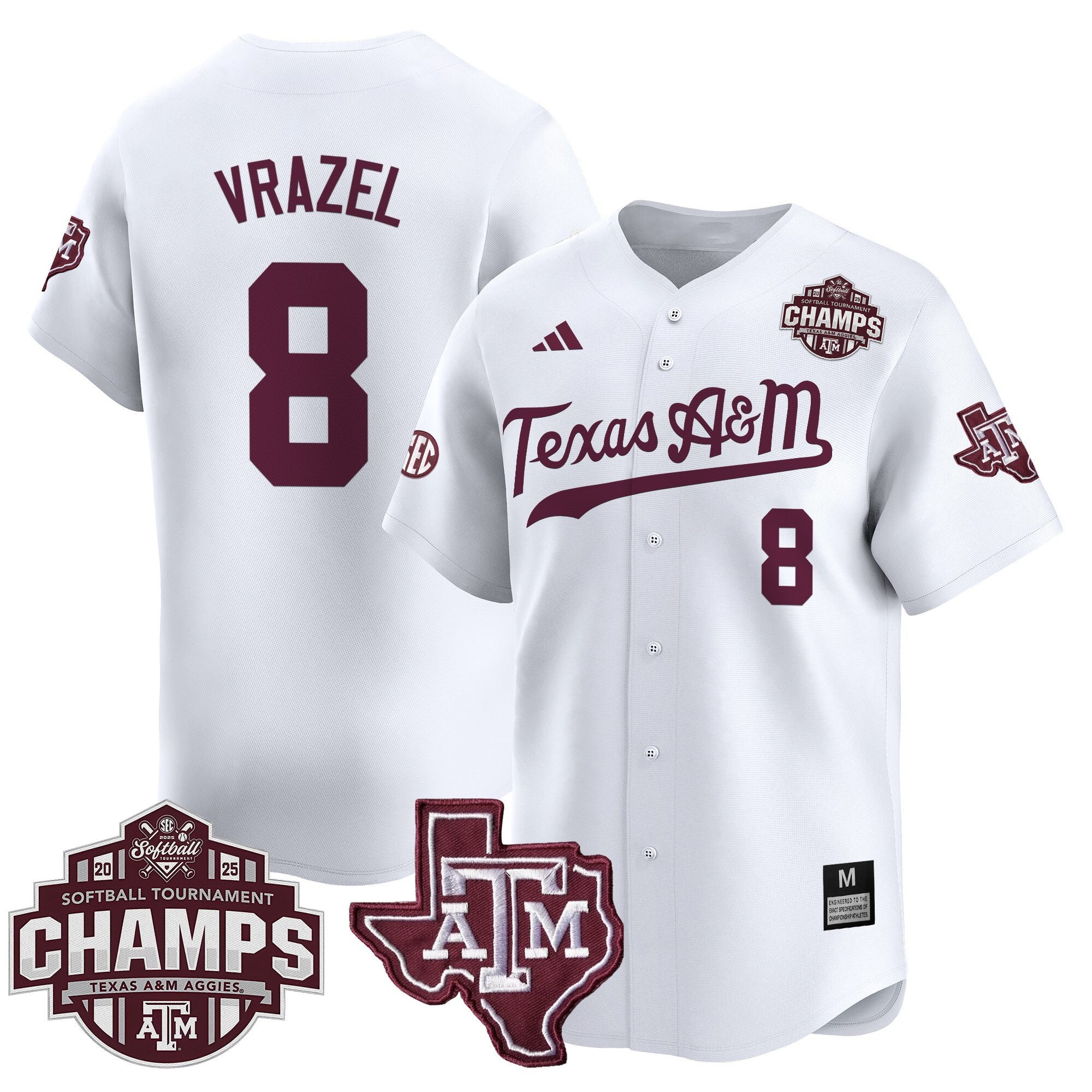 Size - T.A&M.A 2025 SEC Softball Conference Tournament Champions Patch Vapor Premier Limited Jersey - Stitched
