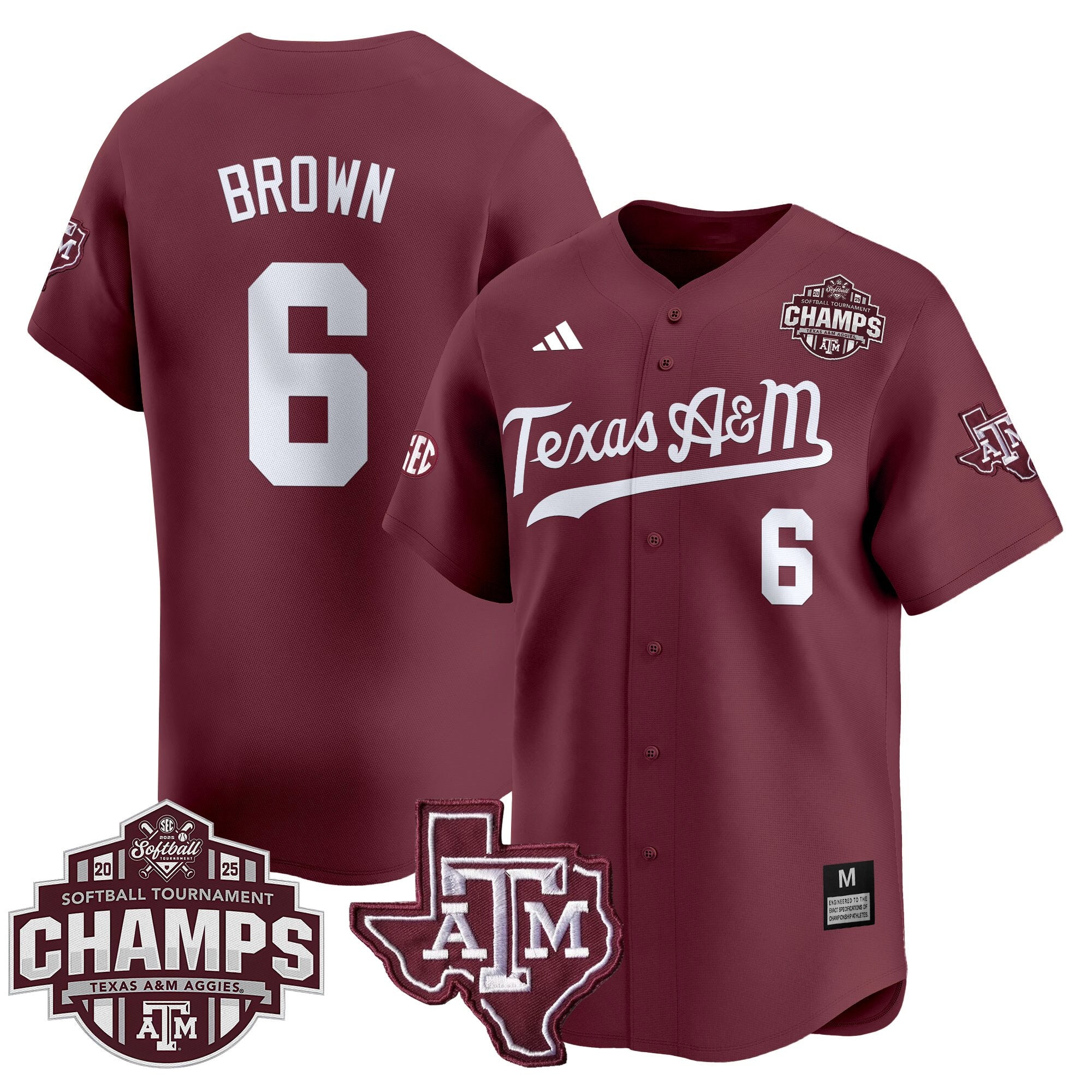 Size - T.A&M.A 2025 SEC Softball Conference Tournament Champions Patch Vapor Premier Limited Jersey - Stitched