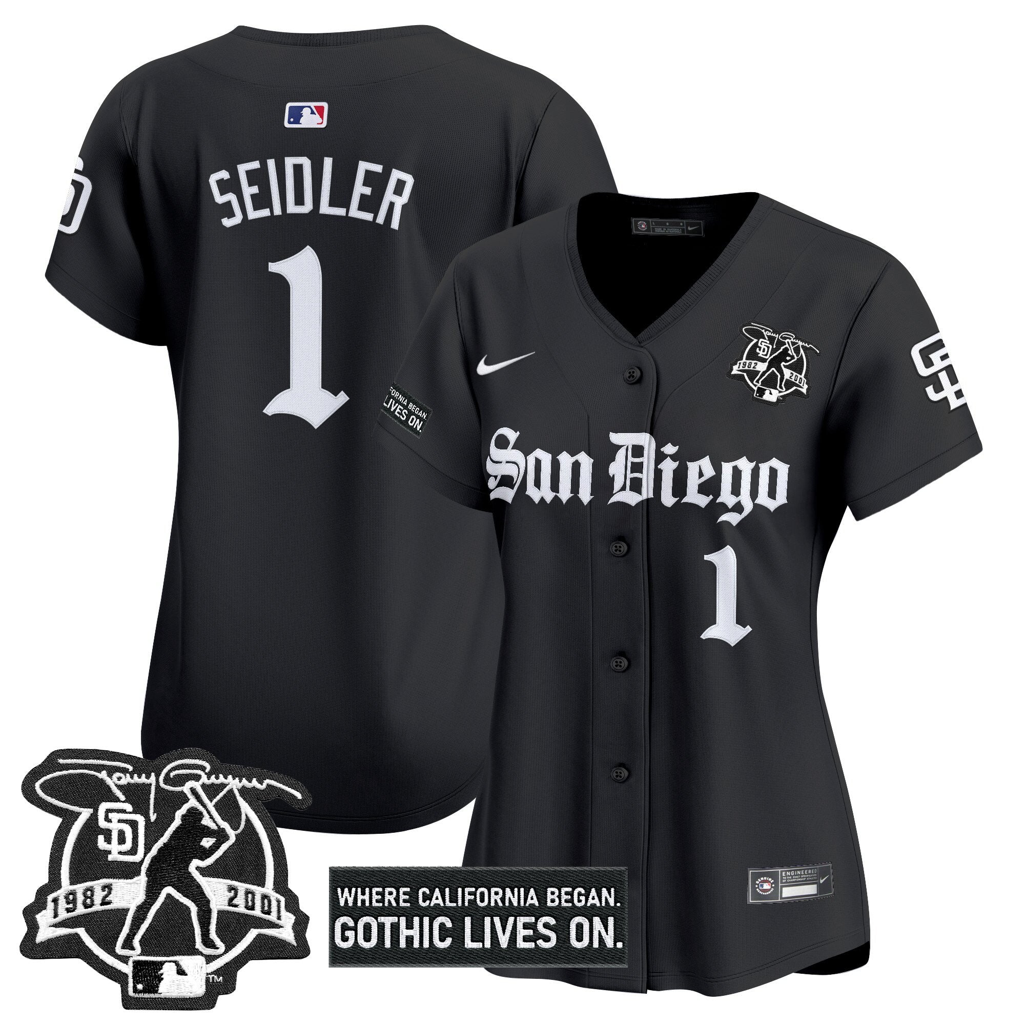 Women's SD 'Gothic Edition' Vapor Premier Limited Jersey - Stitched