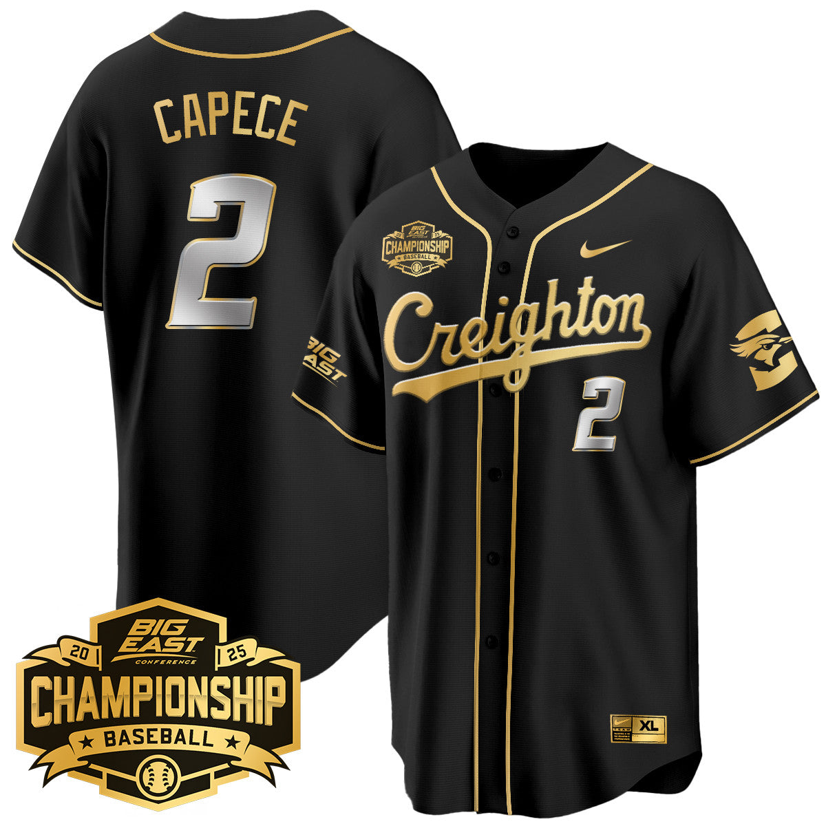 Creighton Bluejays Baseball 2025 Big East Baseball Tournament Champions Jersey - Stitched