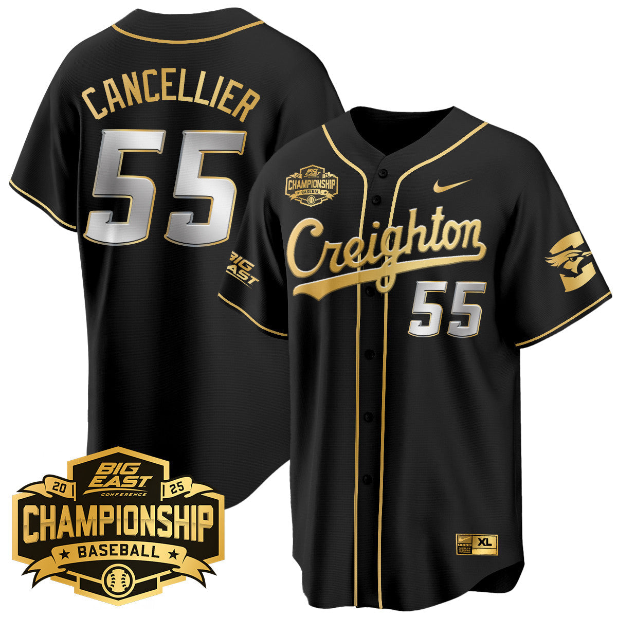 Creighton Bluejays Baseball 2025 Big East Baseball Tournament Champions Jersey - Stitched