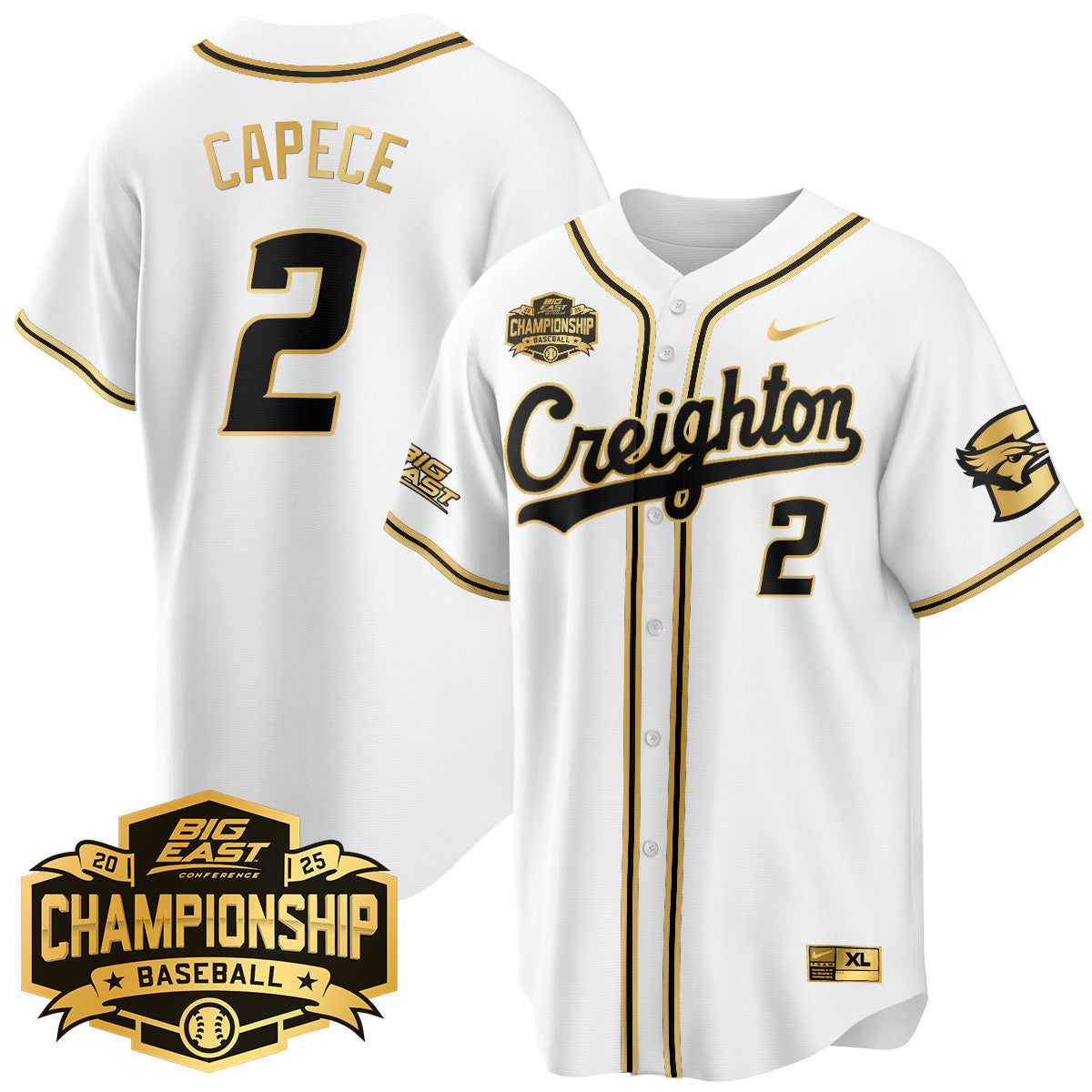 Creighton Bluejays Baseball 2025 Big East Baseball Tournament Champions Jersey - Stitched