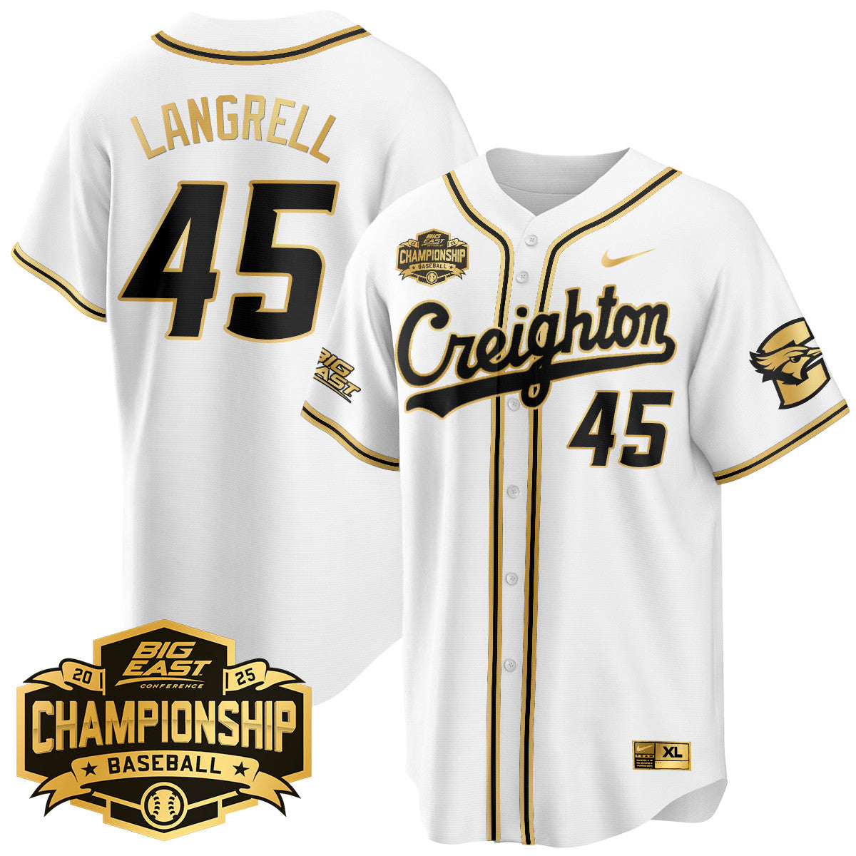 Creighton Bluejays Baseball 2025 Big East Baseball Tournament Champions Jersey - Stitched
