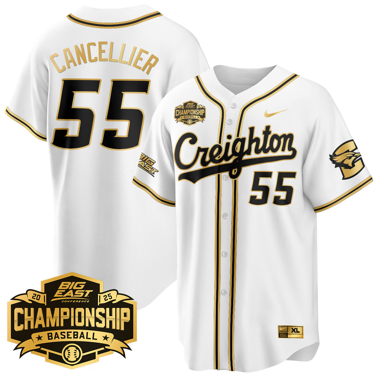 Creighton Bluejays Baseball 2025 Big East Baseball Tournament Champions Jersey - Stitched