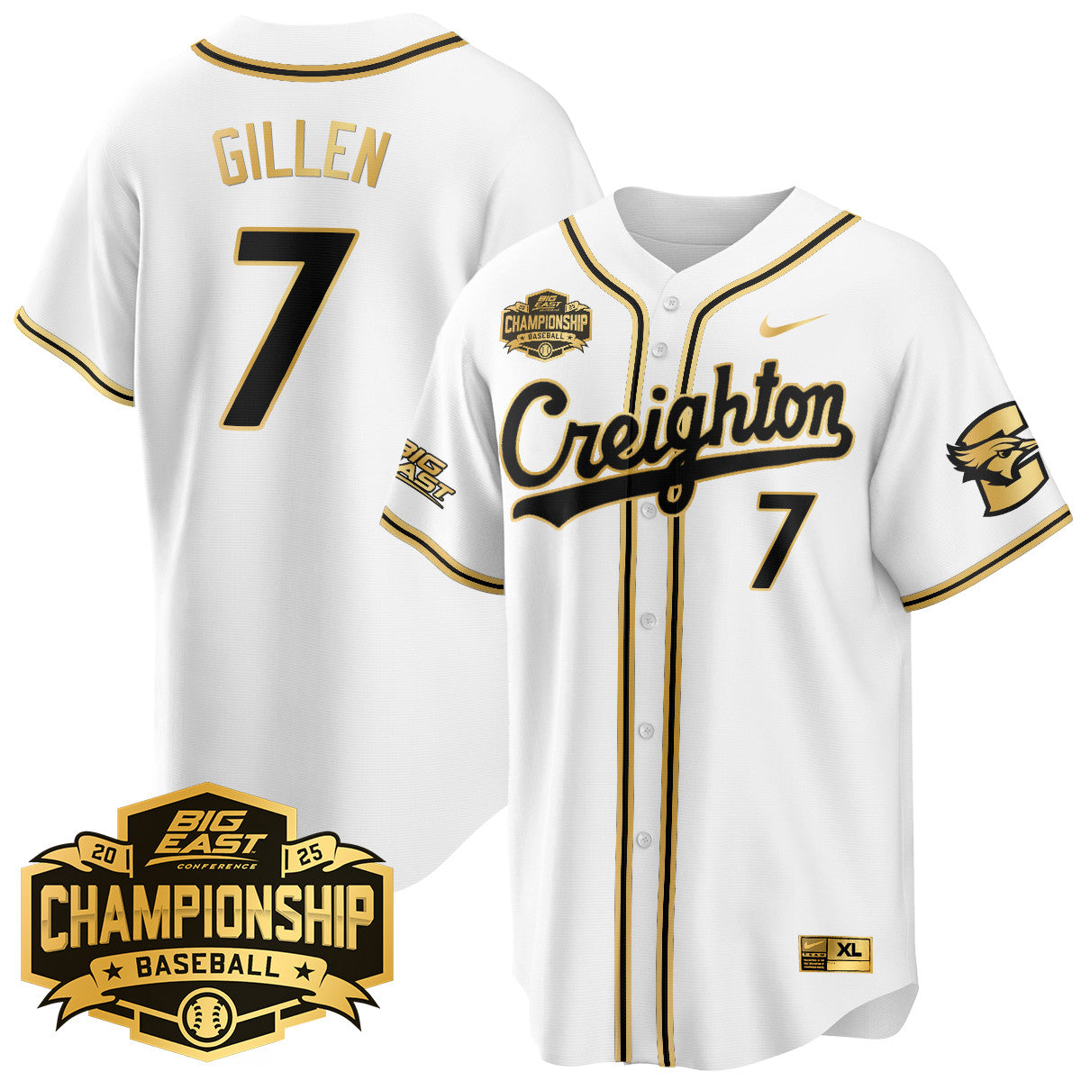 Creighton Bluejays Baseball 2025 Big East Baseball Tournament Champions Jersey - Stitched