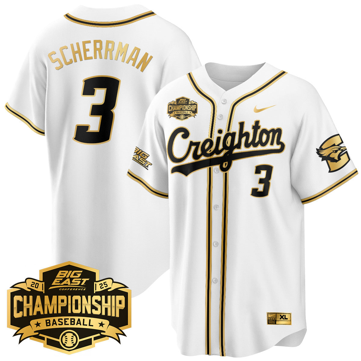 Creighton Bluejays Baseball 2025 Big East Baseball Tournament Champions Jersey - Stitched