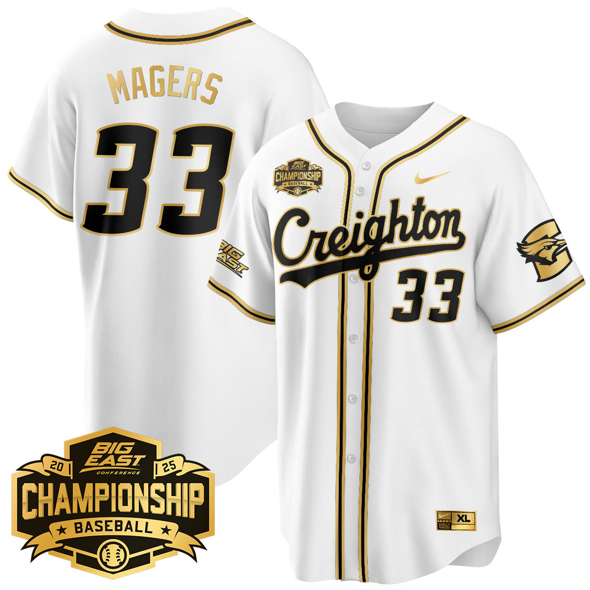 Creighton Bluejays Baseball 2025 Big East Baseball Tournament Champions Jersey - Stitched
