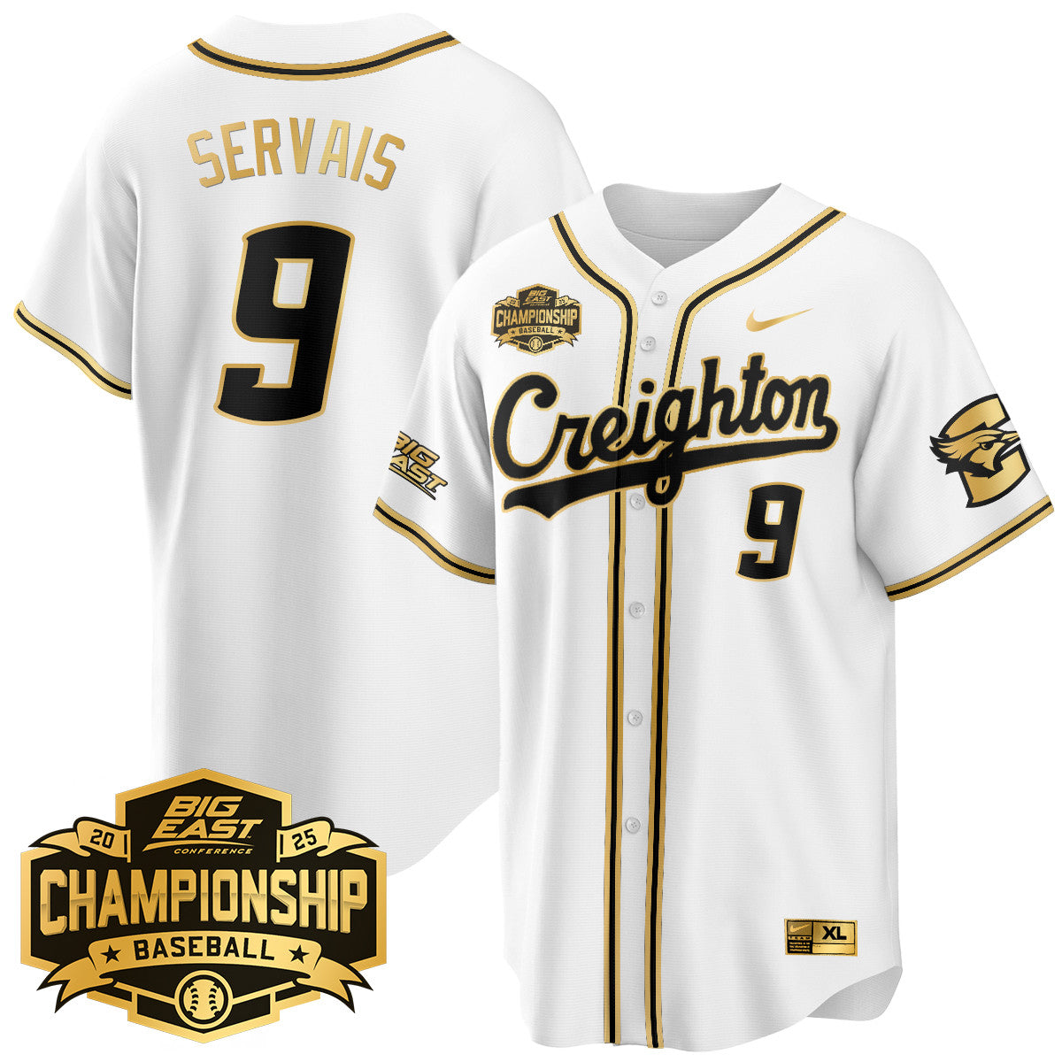 Creighton Bluejays Baseball 2025 Big East Baseball Tournament Champions Jersey - Stitched