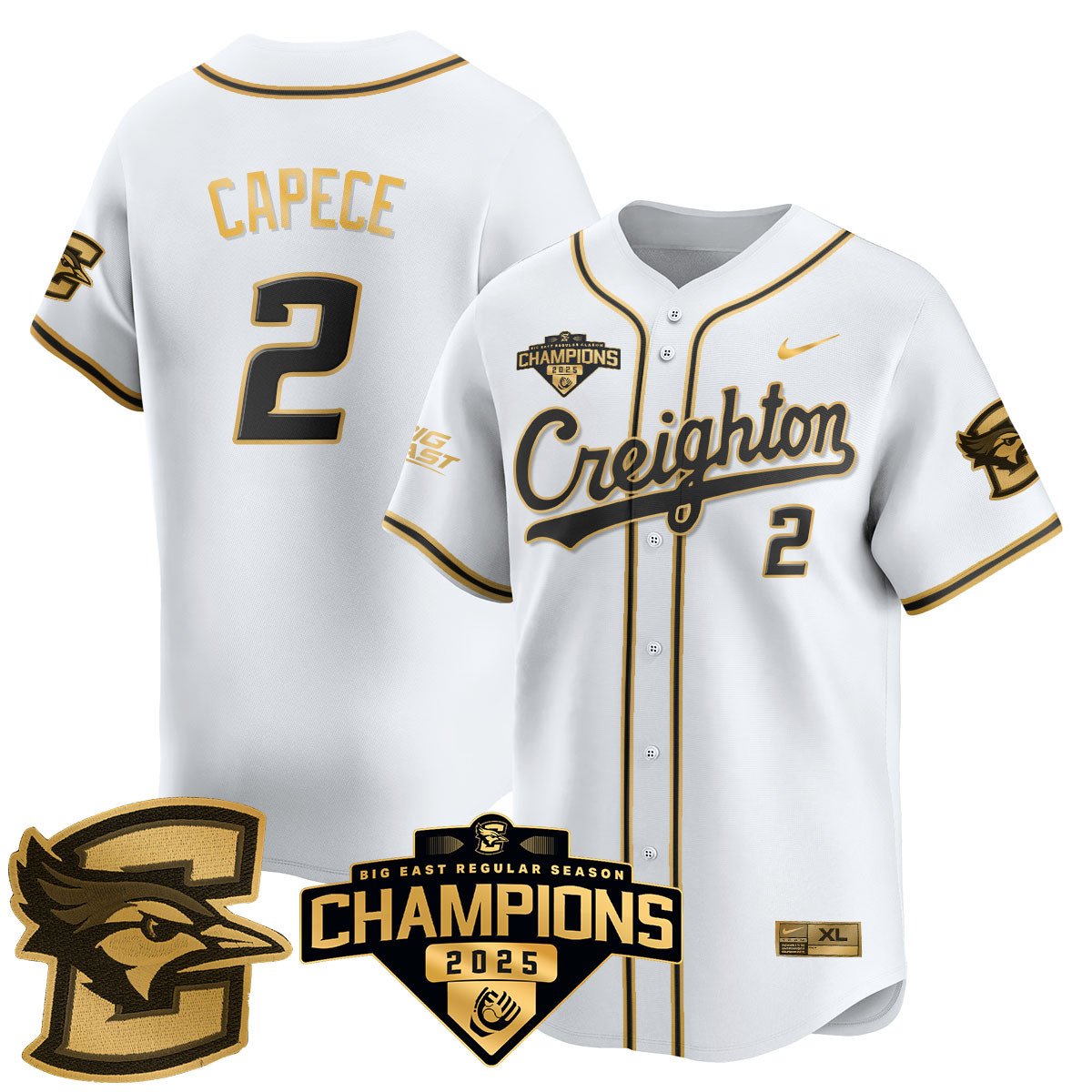 Creighton Bluejays Baseball 2025 Big East Baseball Tournament Champions Jersey N1 - Stitched