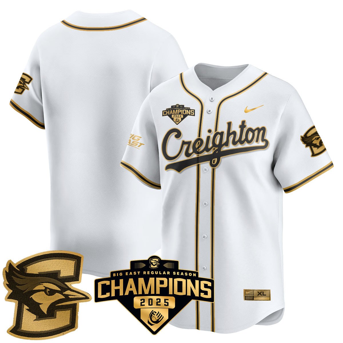Creighton Bluejays Baseball 2025 Big East Baseball Tournament Champions Jersey N1 - Stitched