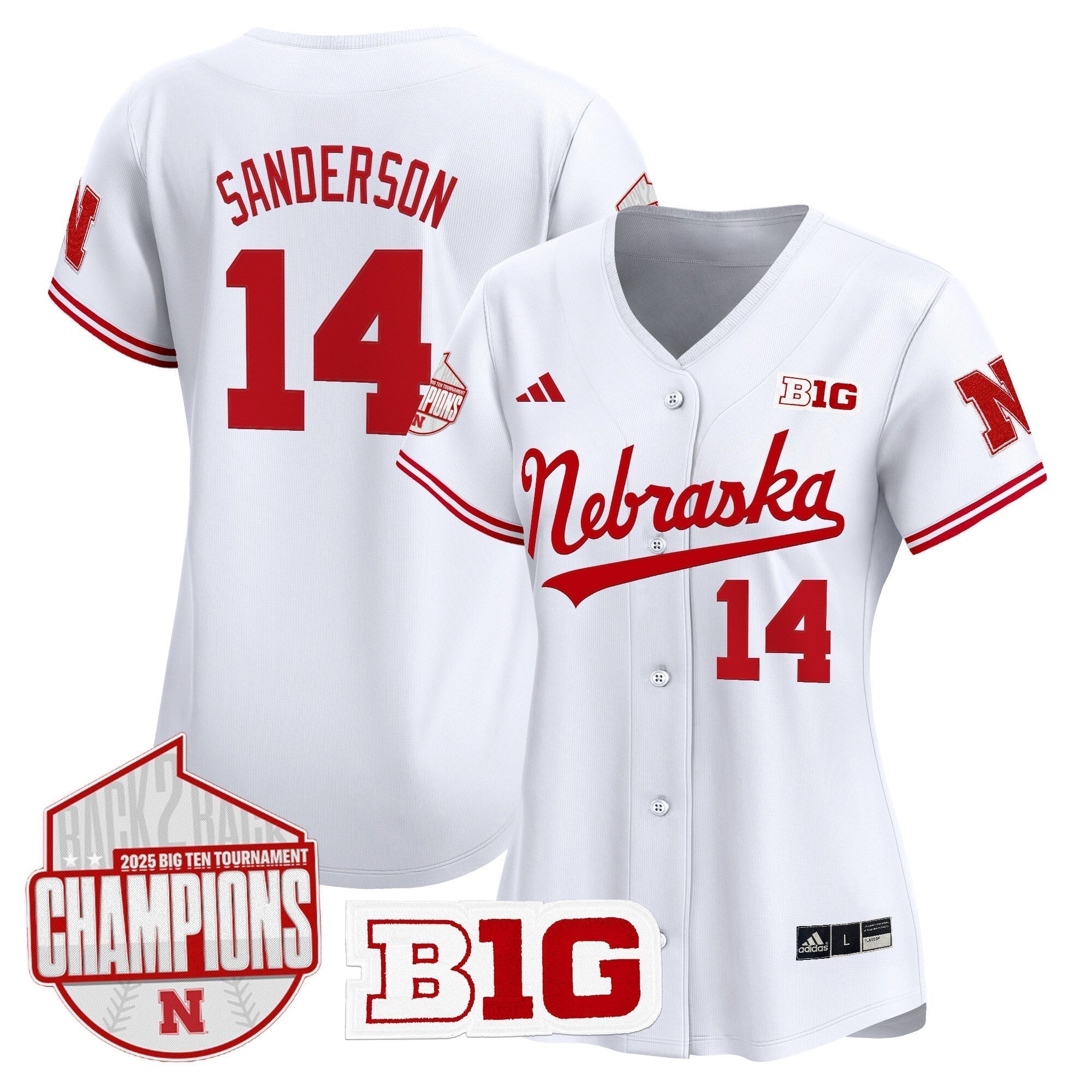 Women's Nebraska Huskers Back 2 Back Champions Patch Vapor Premier Limited Jersey - Stitched