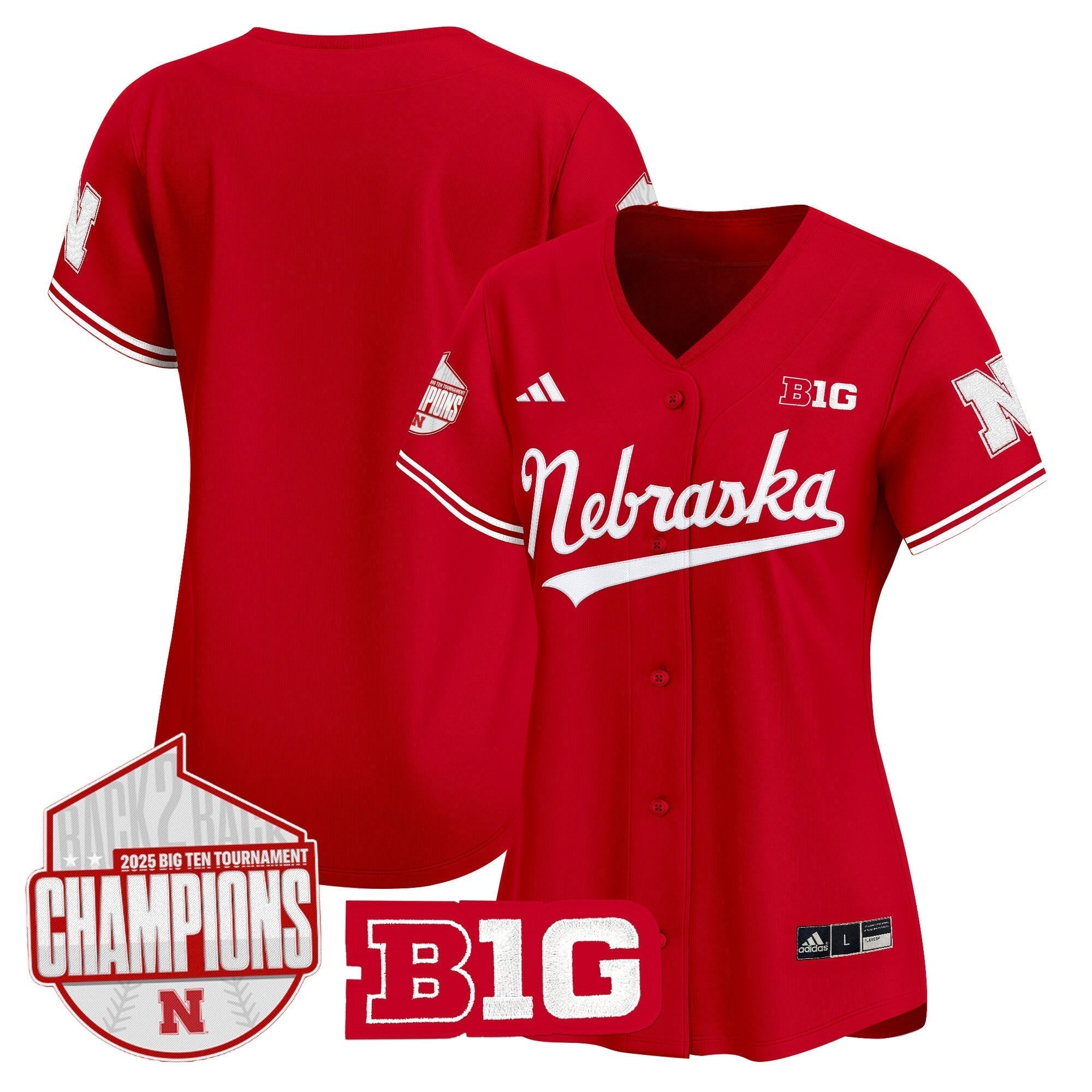 Women's Nebraska Huskers Back 2 Back Champions Patch Vapor Premier Limited Jersey - Stitched