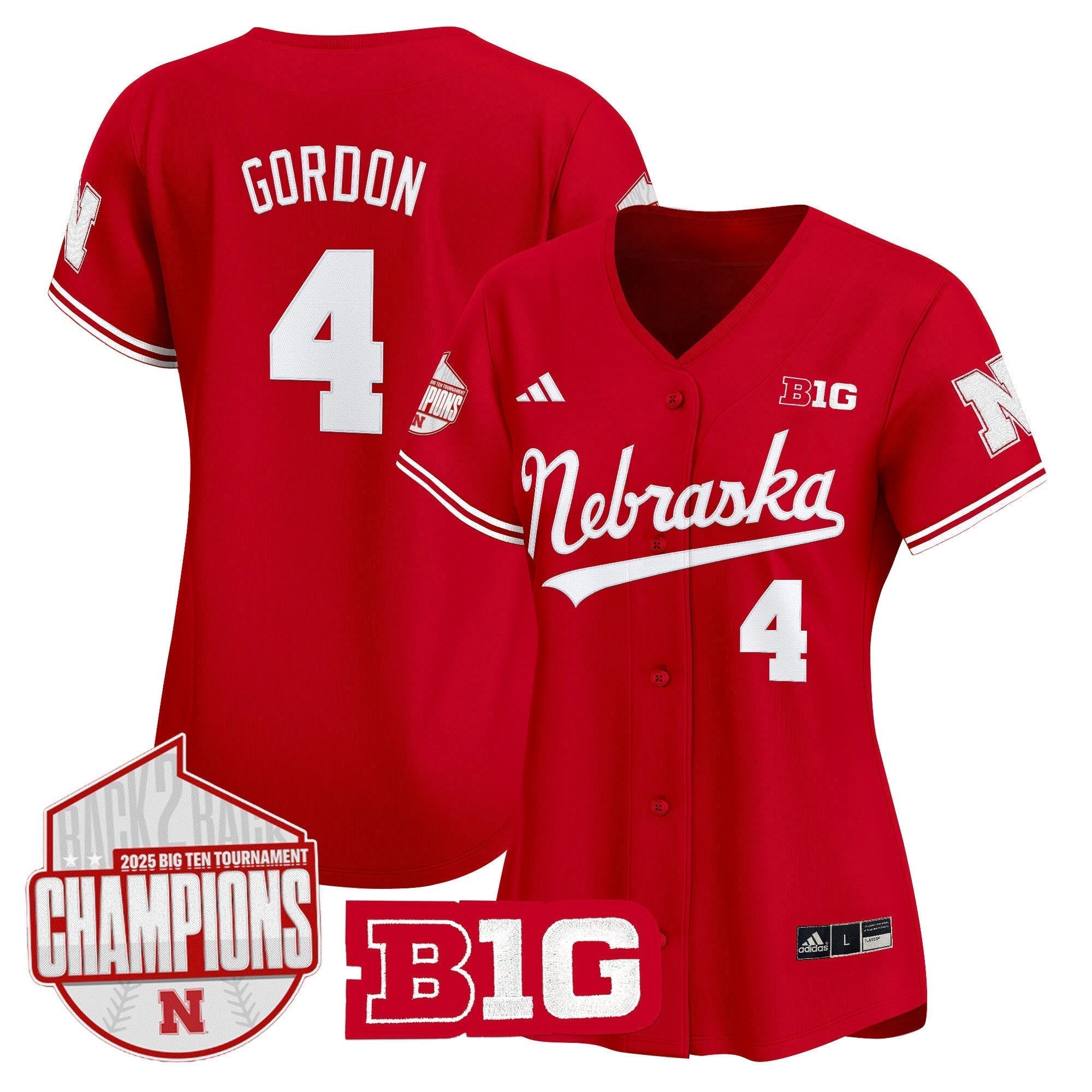 Women's Nebraska Huskers Back 2 Back Champions Patch Vapor Premier Limited Jersey - Stitched