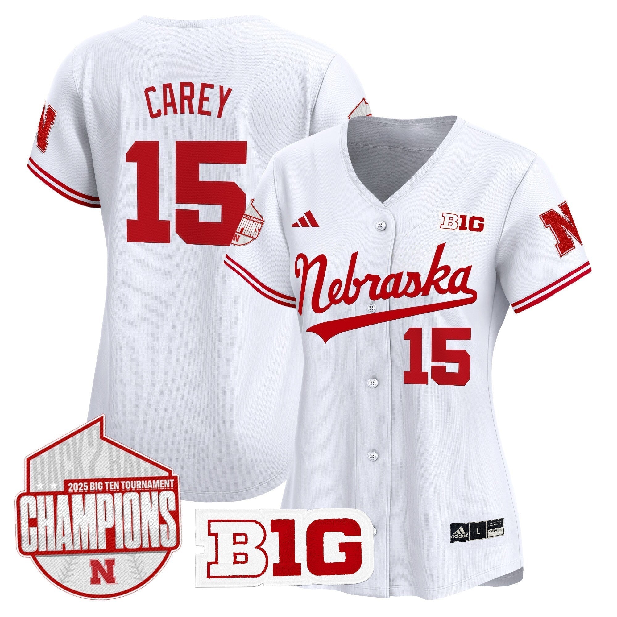 Women's Nebraska Huskers Back 2 Back Champions Patch Vapor Premier Limited Jersey - Stitched
