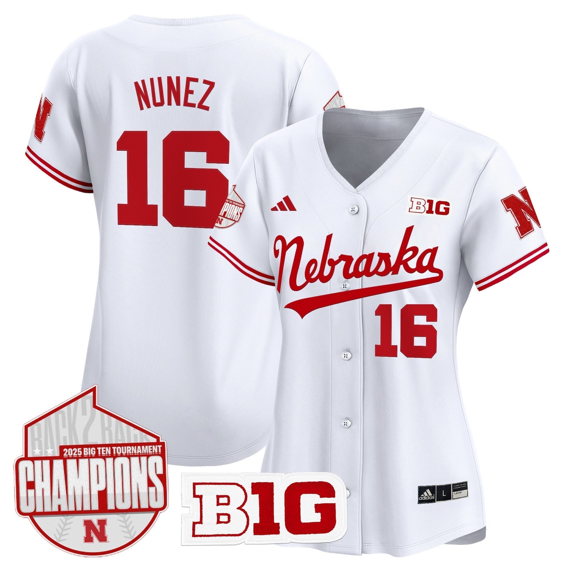 Women's Nebraska Huskers Back 2 Back Champions Patch Vapor Premier Limited Jersey - Stitched