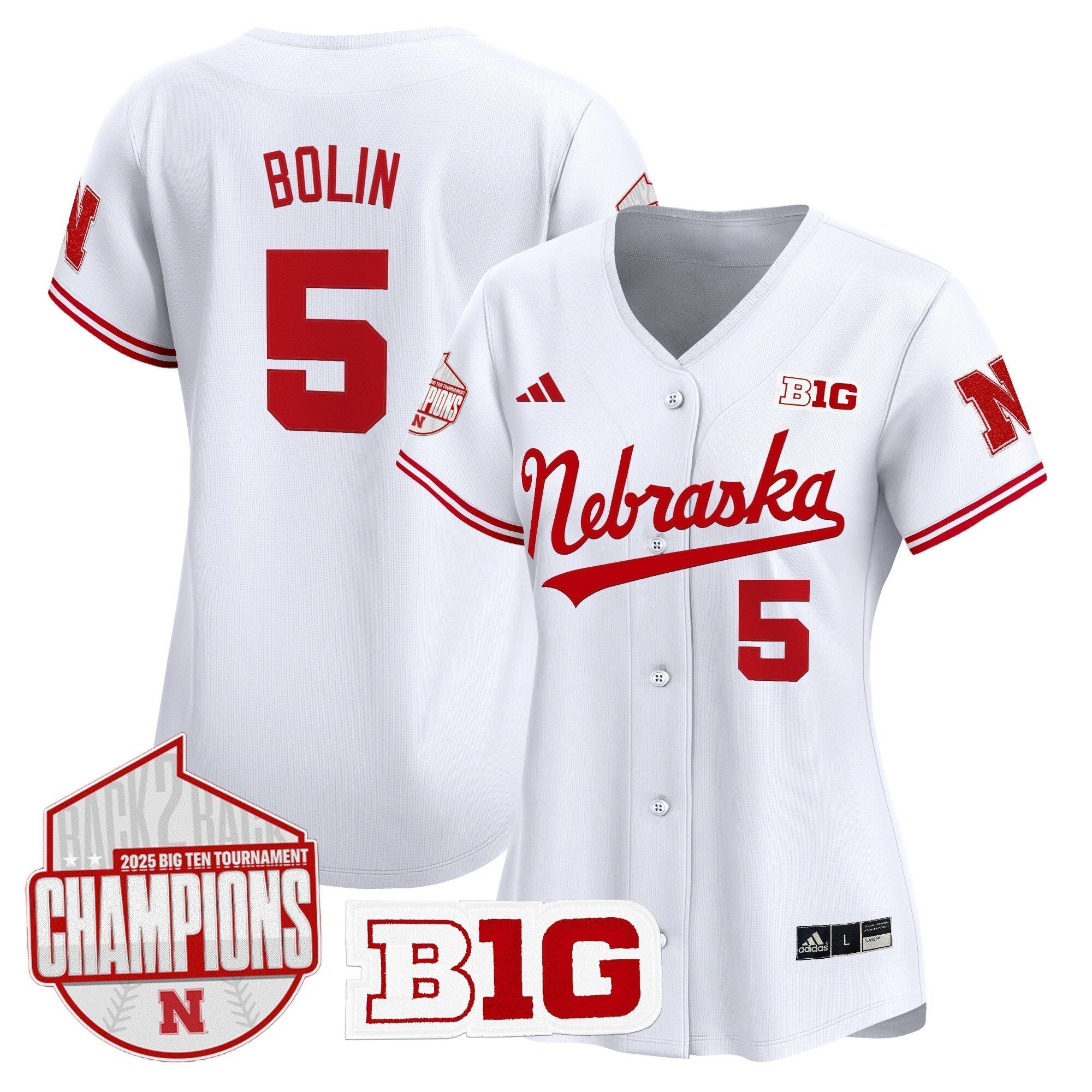 Women's Nebraska Huskers Back 2 Back Champions Patch Vapor Premier Limited Jersey - Stitched