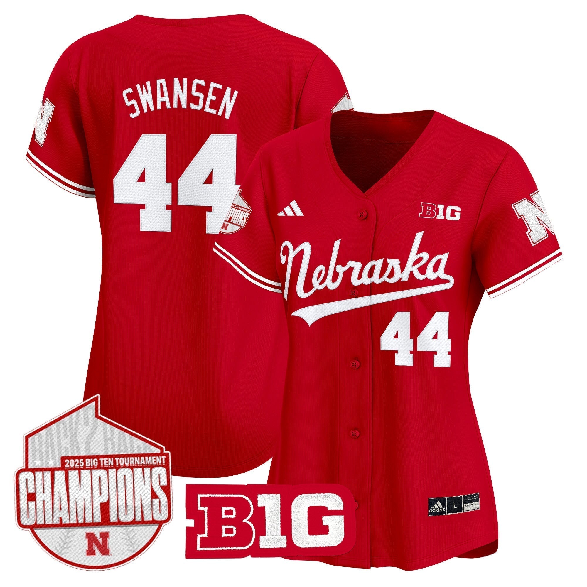 Women's Nebraska Huskers Back 2 Back Champions Patch Vapor Premier Limited Jersey - Stitched