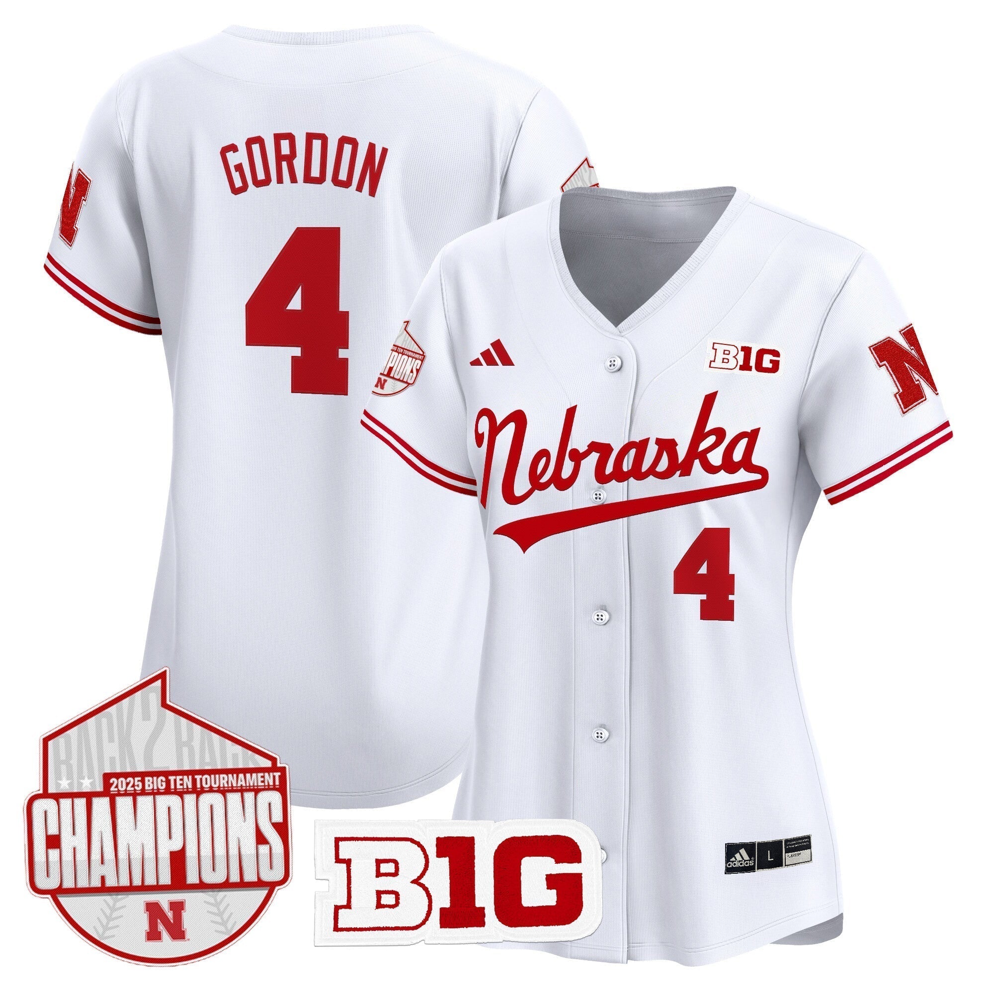Women's Nebraska Huskers Back 2 Back Champions Patch Vapor Premier Limited Jersey - Stitched