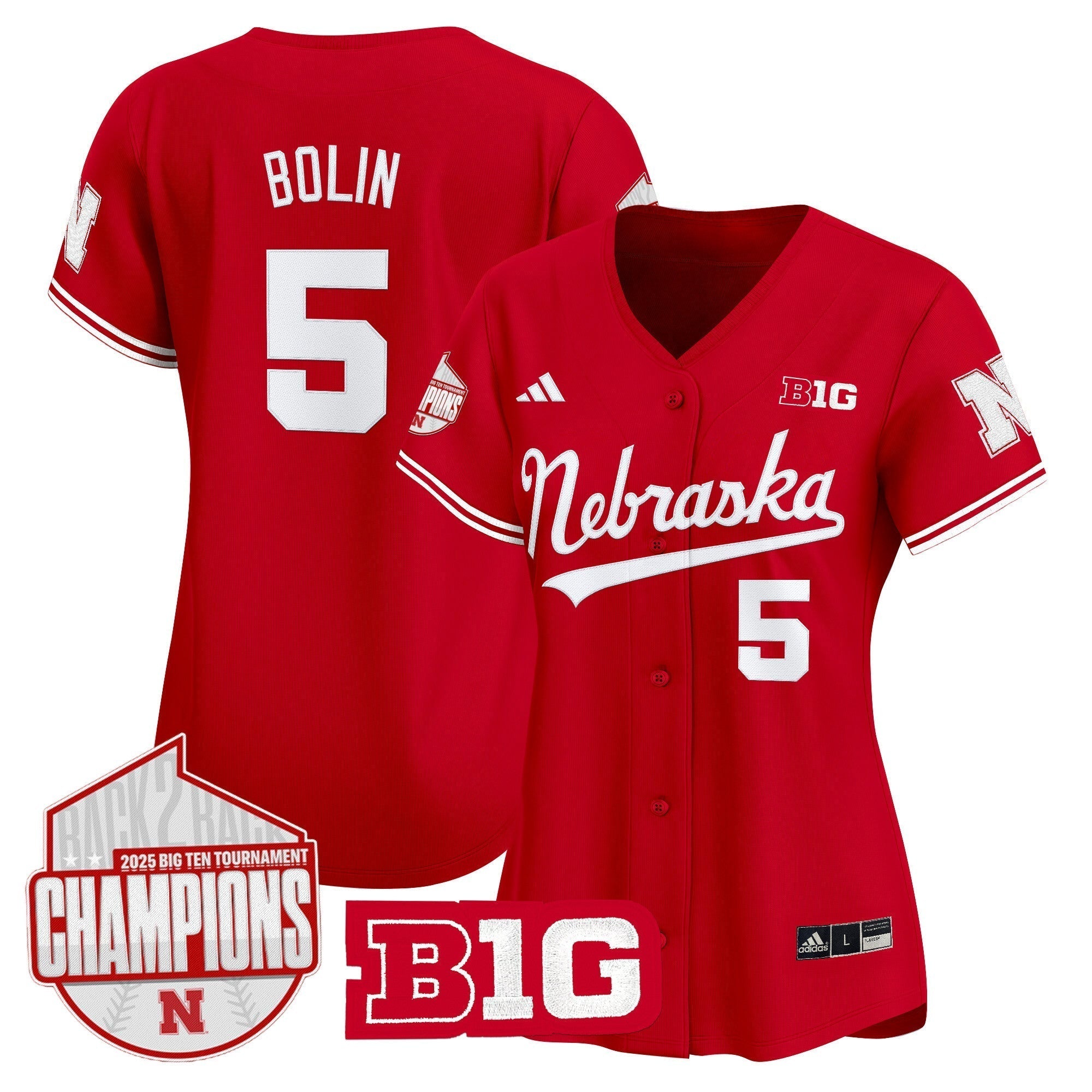 Women's Nebraska Huskers Back 2 Back Champions Patch Vapor Premier Limited Jersey - Stitched