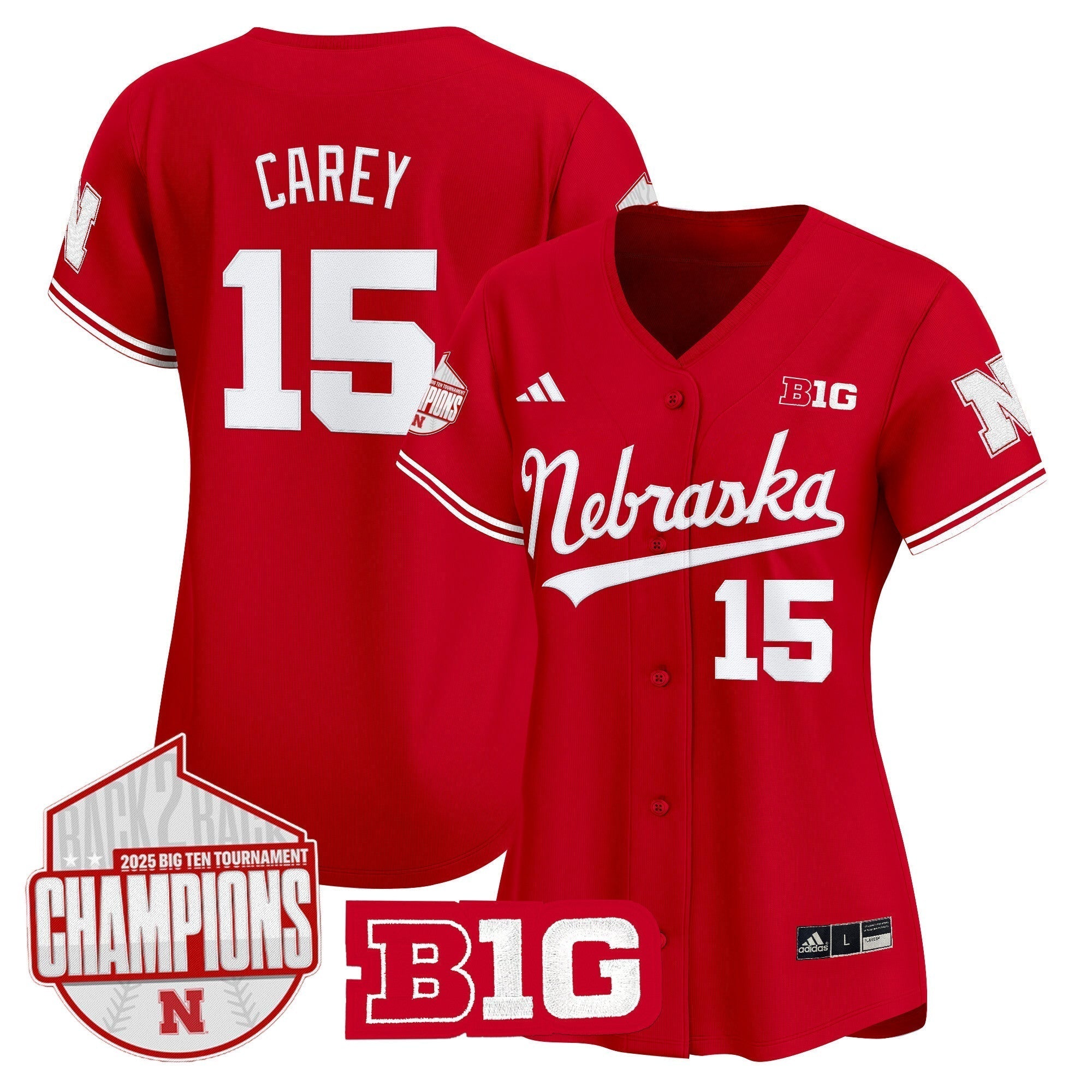 Women's Nebraska Huskers Back 2 Back Champions Patch Vapor Premier Limited Jersey - Stitched