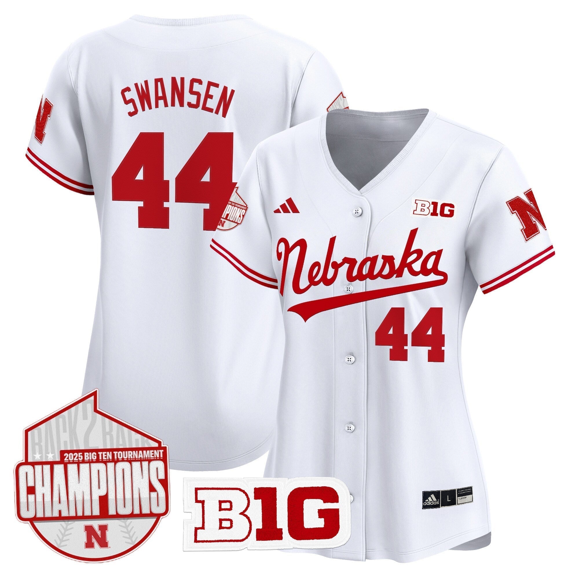 Women's Nebraska Huskers Back 2 Back Champions Patch Vapor Premier Limited Jersey - Stitched