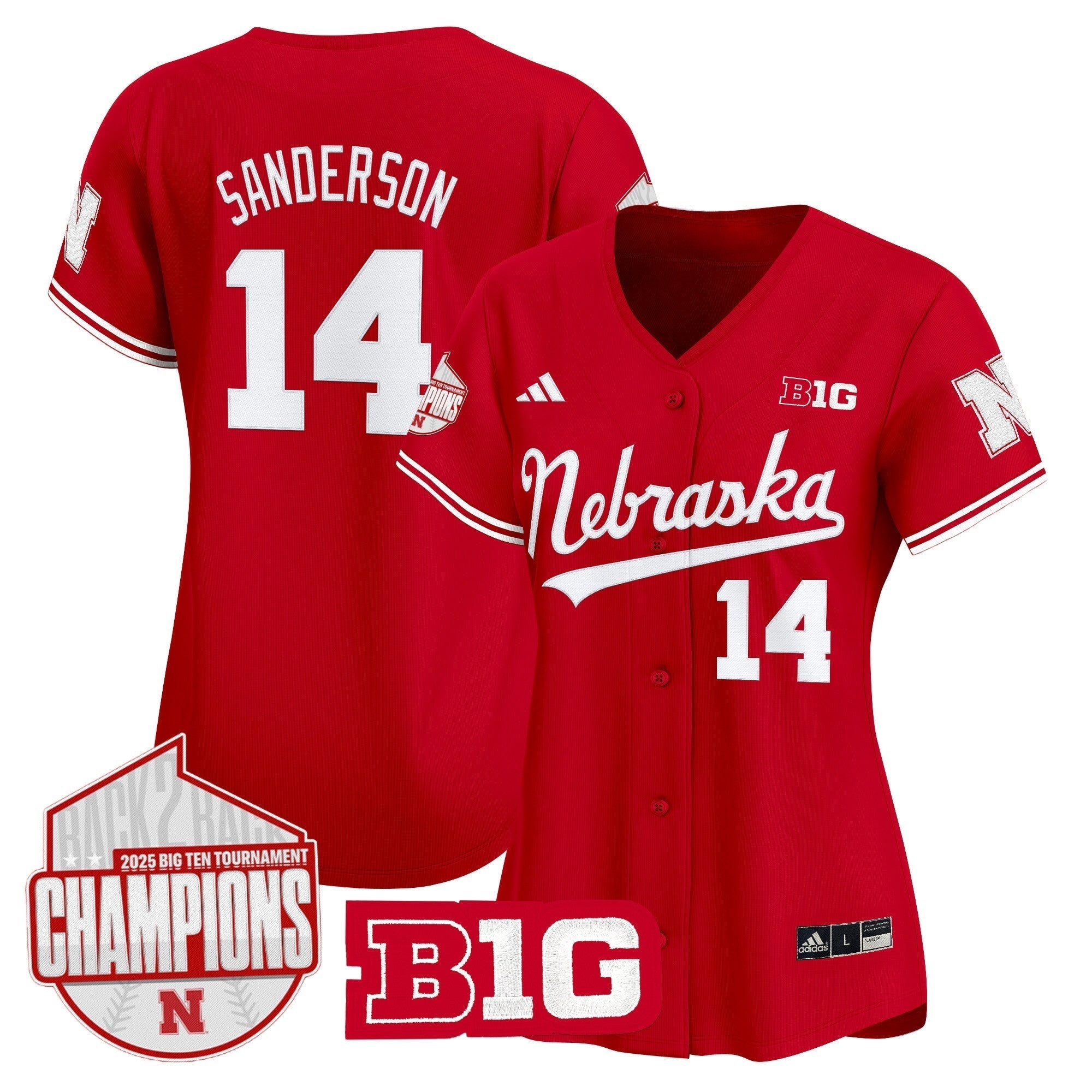 Women's Nebraska Huskers Back 2 Back Champions Patch Vapor Premier Limited Jersey - Stitched