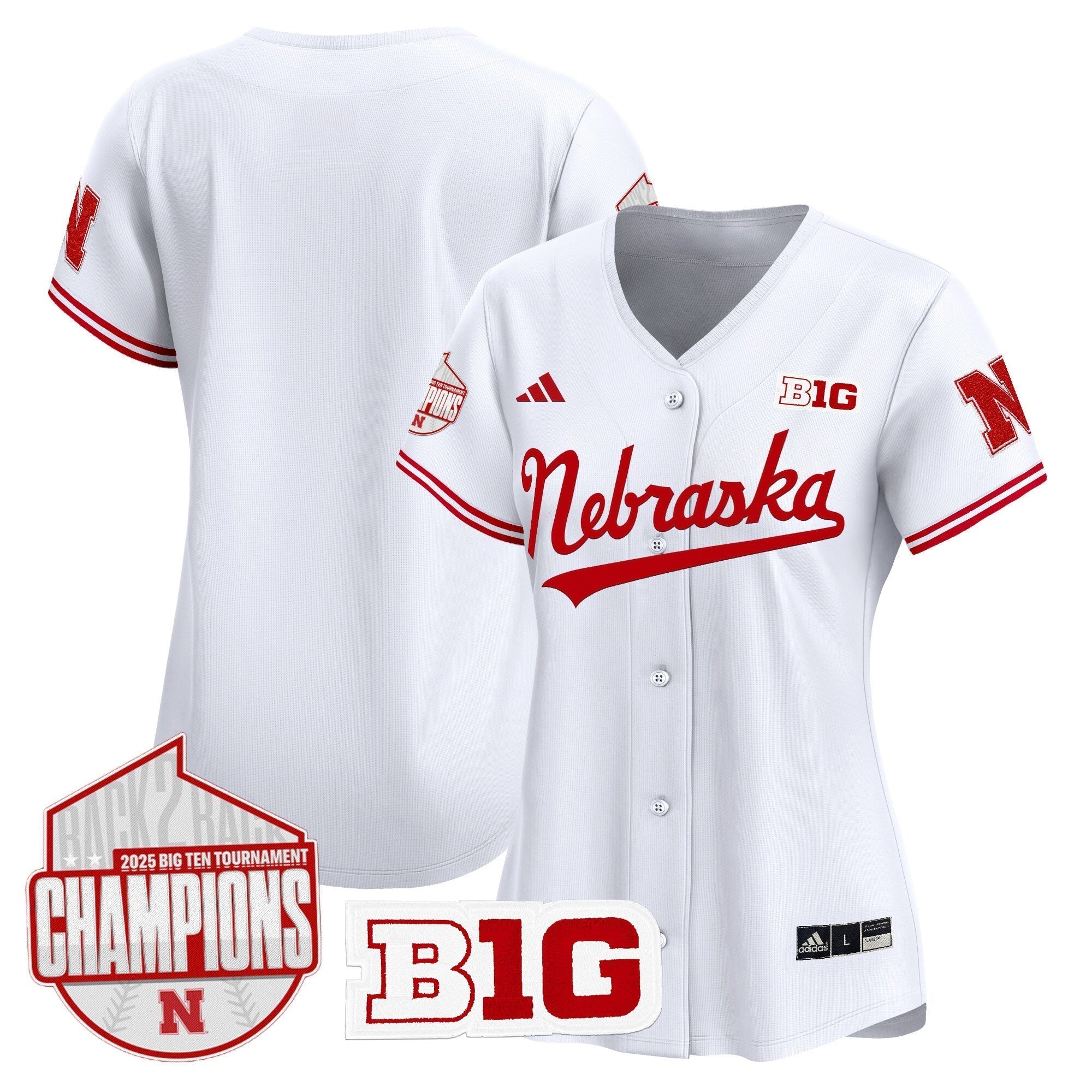 Women's Nebraska Huskers Back 2 Back Champions Patch Vapor Premier Limited Jersey - Stitched
