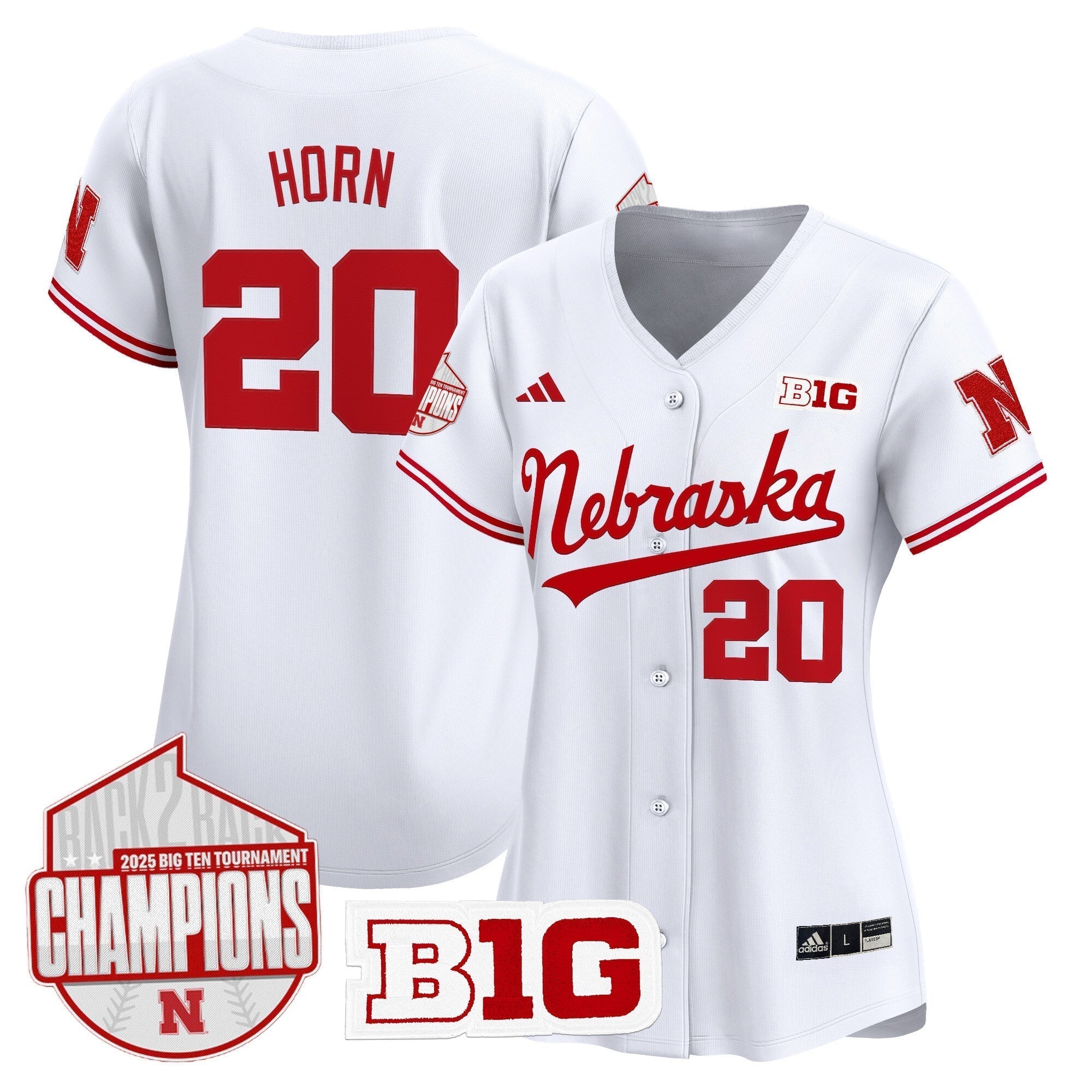 Women's Nebraska Huskers Back 2 Back Champions Patch Vapor Premier Limited Jersey - Stitched