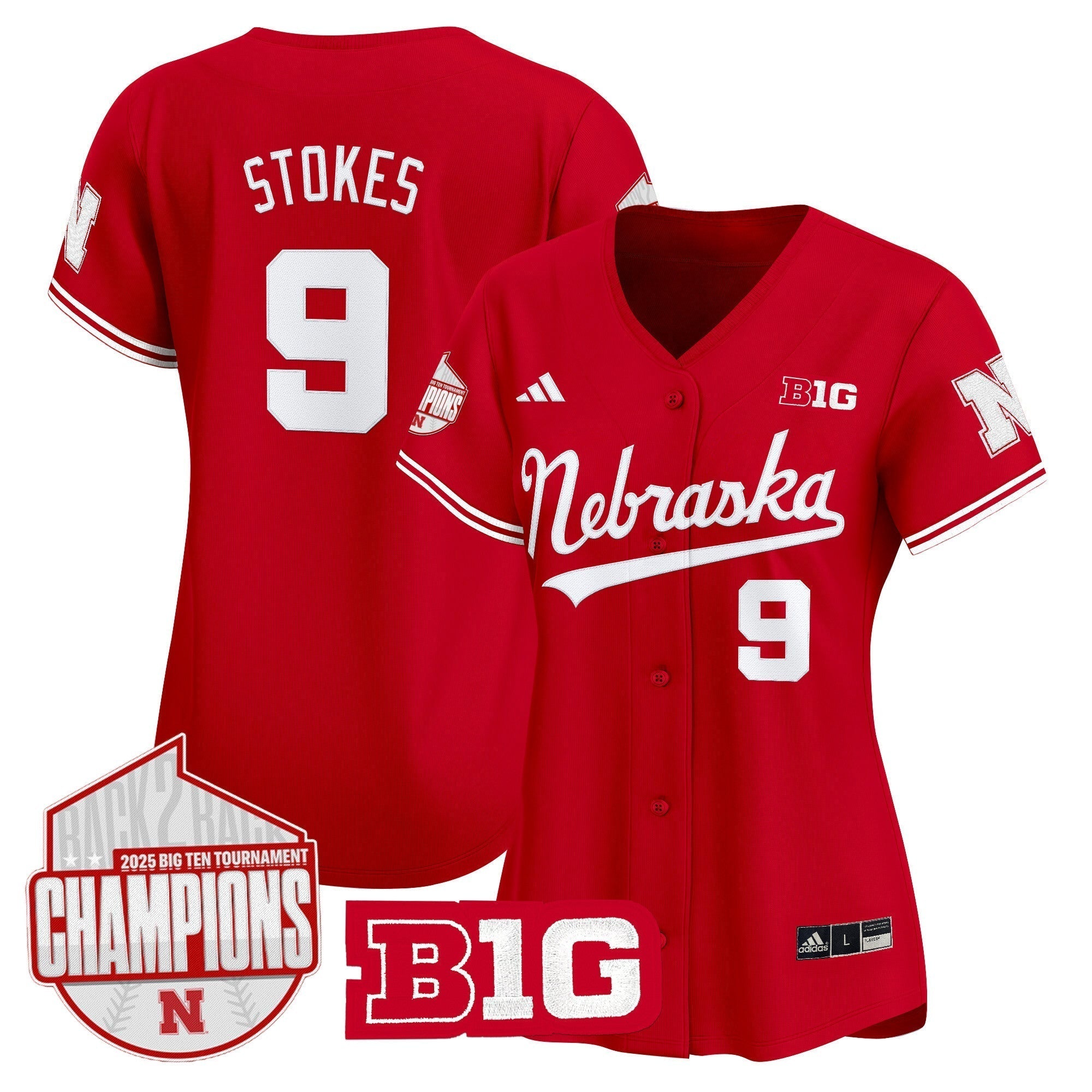 Women's Nebraska Huskers Back 2 Back Champions Patch Vapor Premier Limited Jersey - Stitched