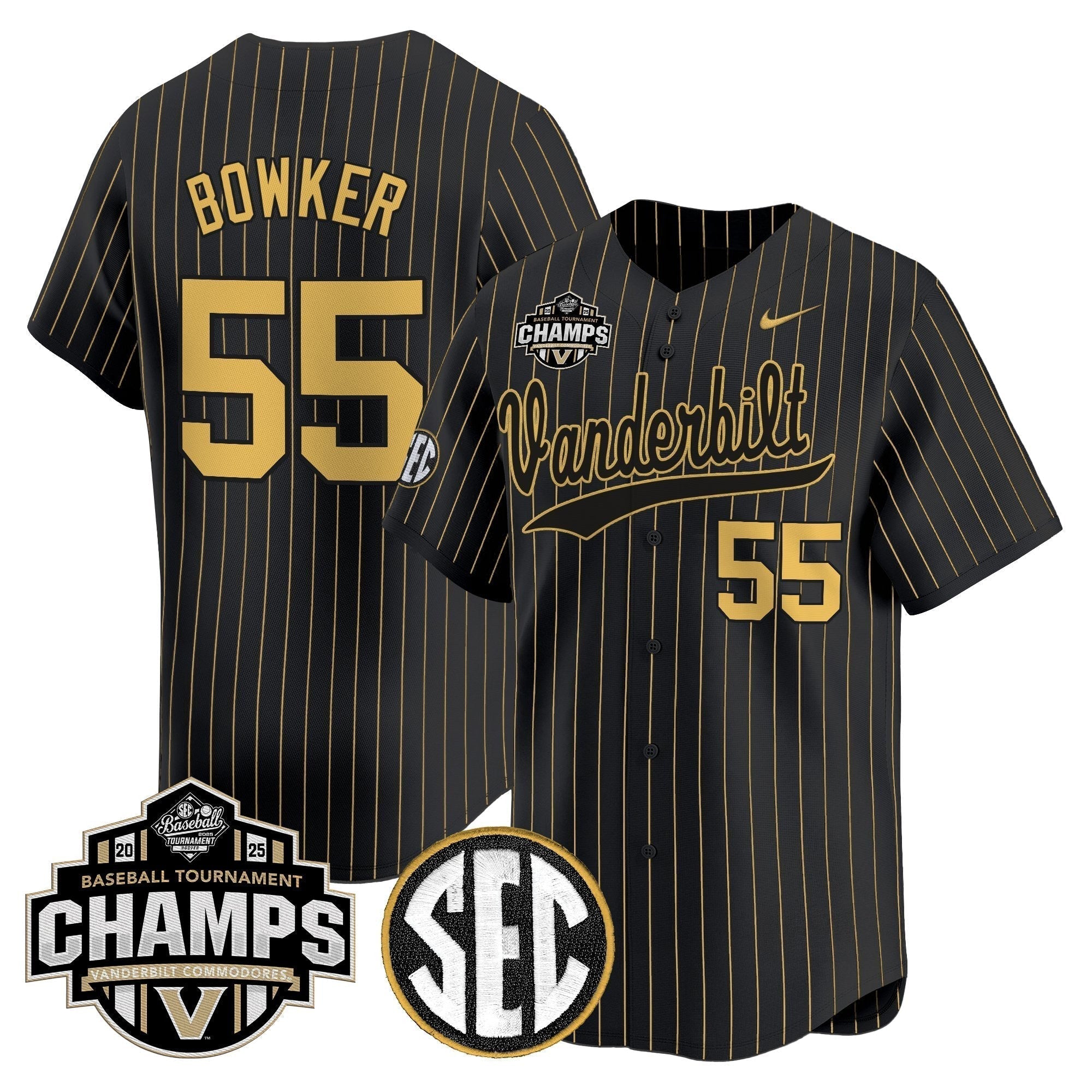 Vanderbilt Commodores 2025 SEC Conference Tournament Champions Vapor Premier Limited Jersey - Stitched