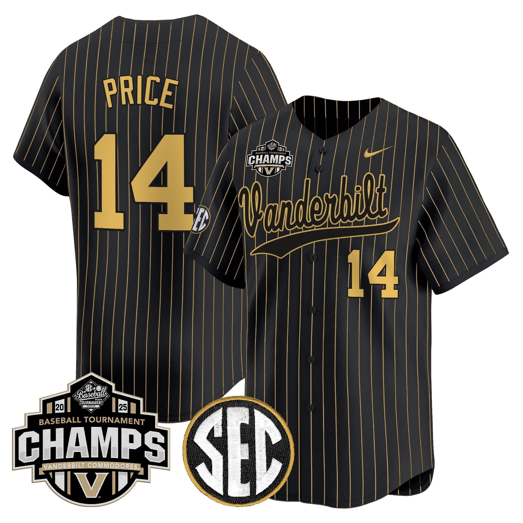 Vanderbilt Commodores 2025 SEC Conference Tournament Champions Vapor Premier Limited Jersey - Stitched