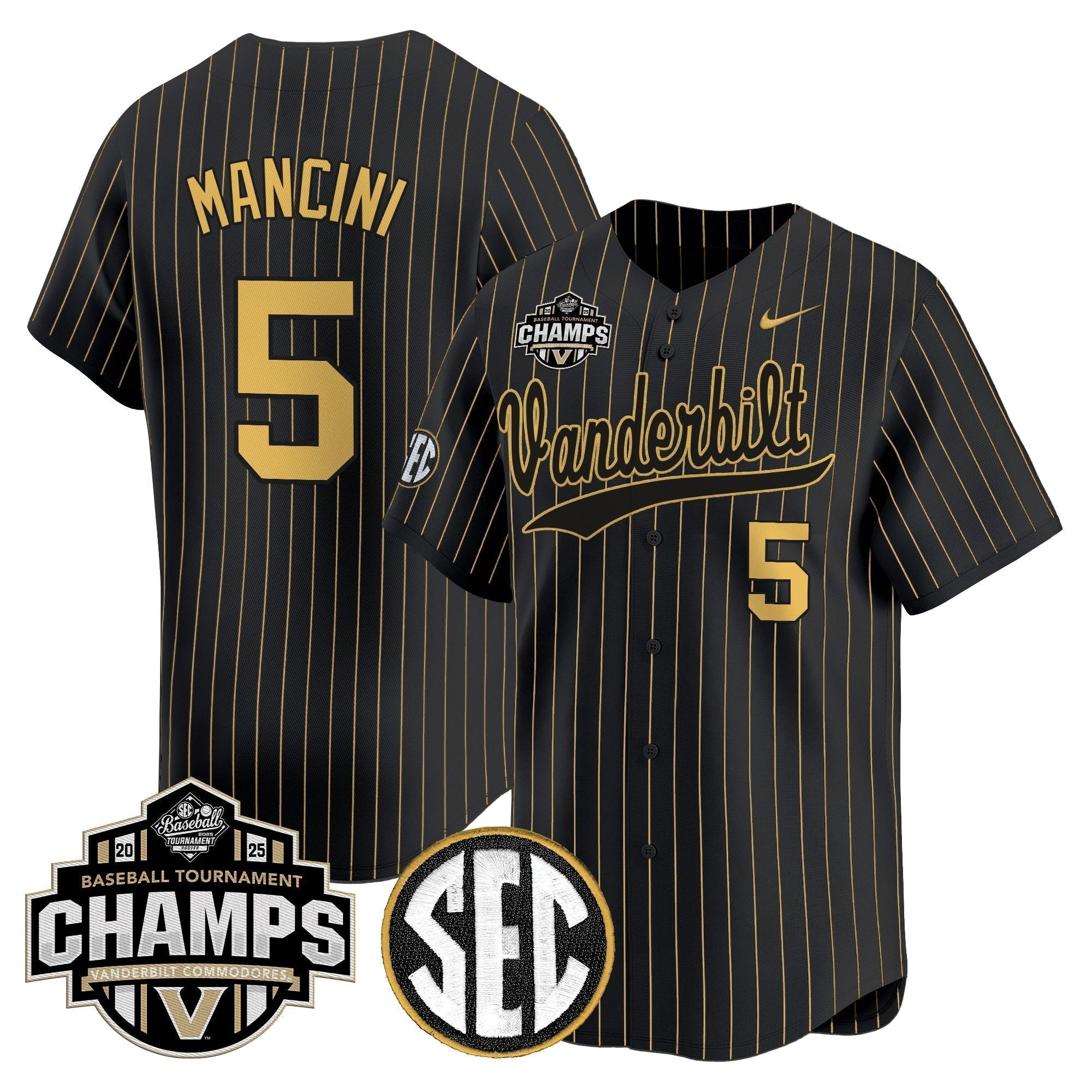 Vanderbilt Commodores 2025 SEC Conference Tournament Champions Vapor Premier Limited Jersey - Stitched